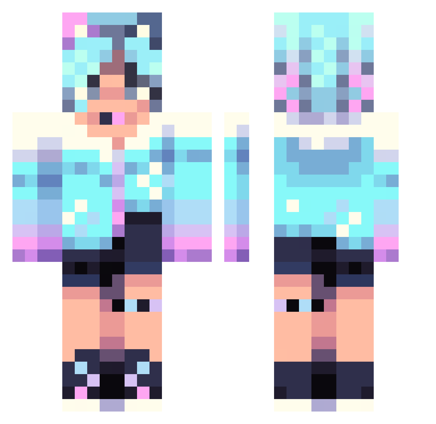 Starlitenovalite Minecraft skin, front and back view