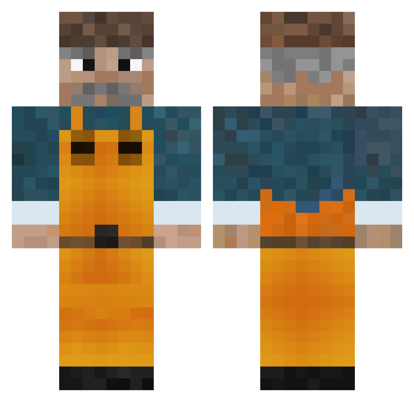 AlaskanRiver Minecraft skin, front and back view