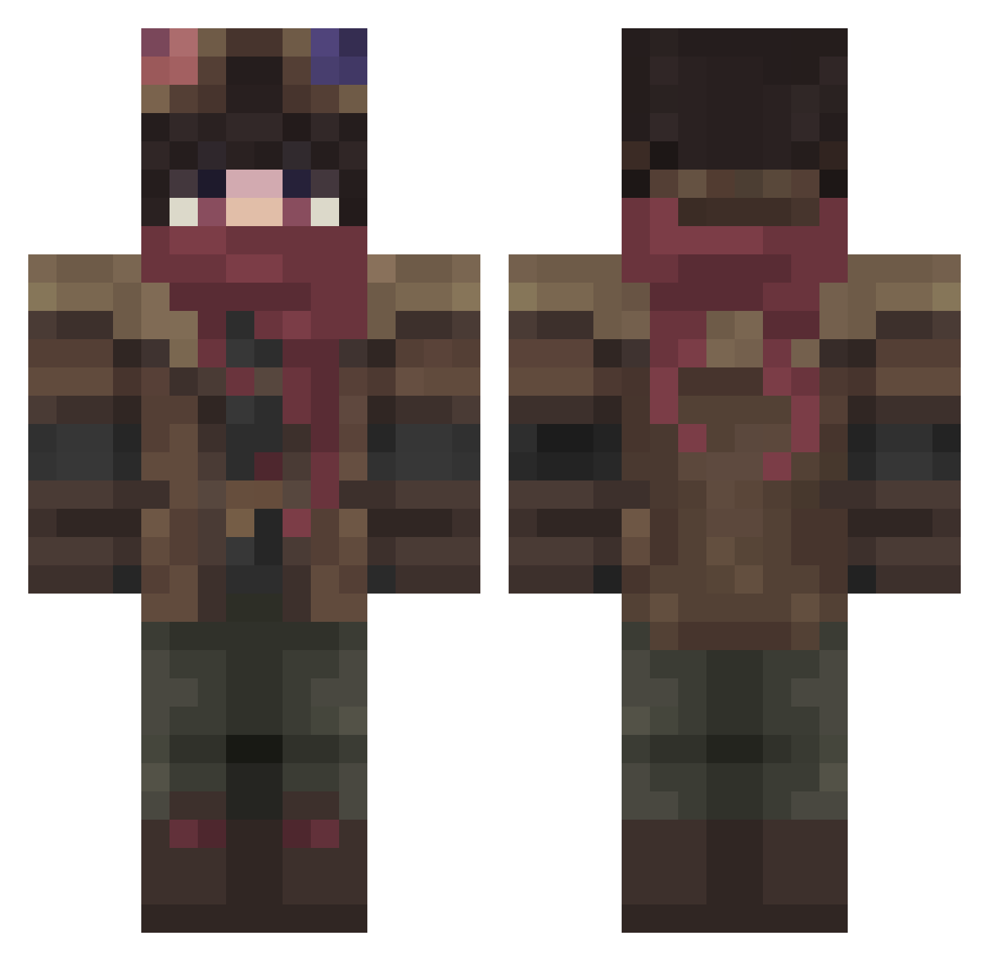 Eraseer Minecraft skin, front and back view