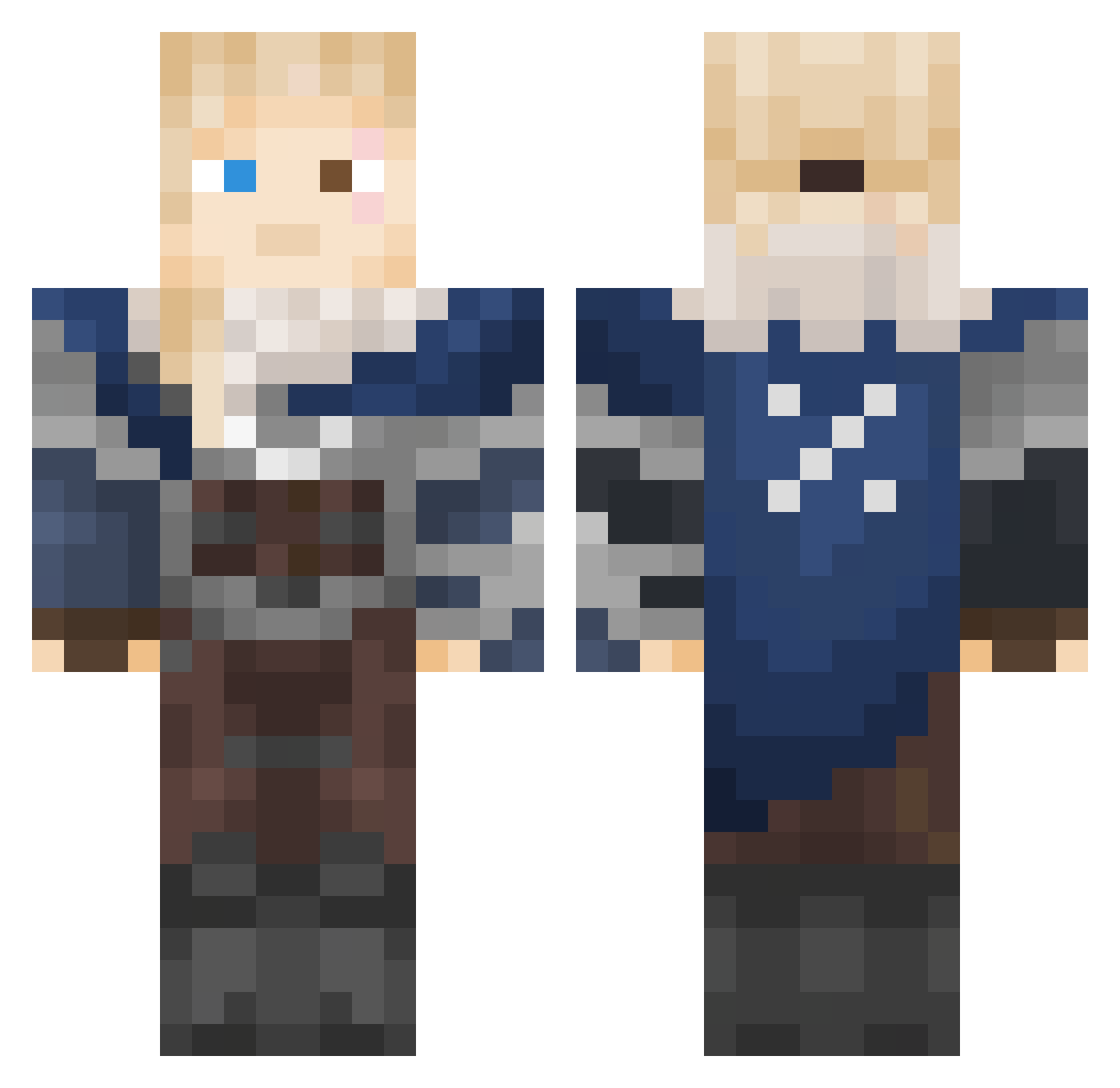 Enderslayerfin Minecraft skin, front and back view