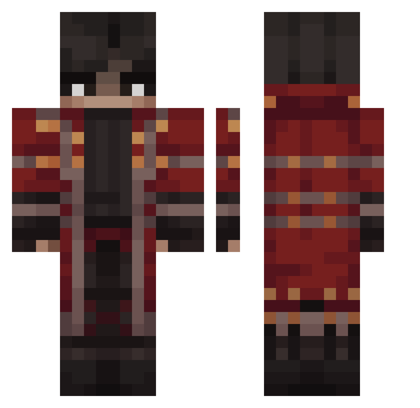 shckk Minecraft skin, front and back view
