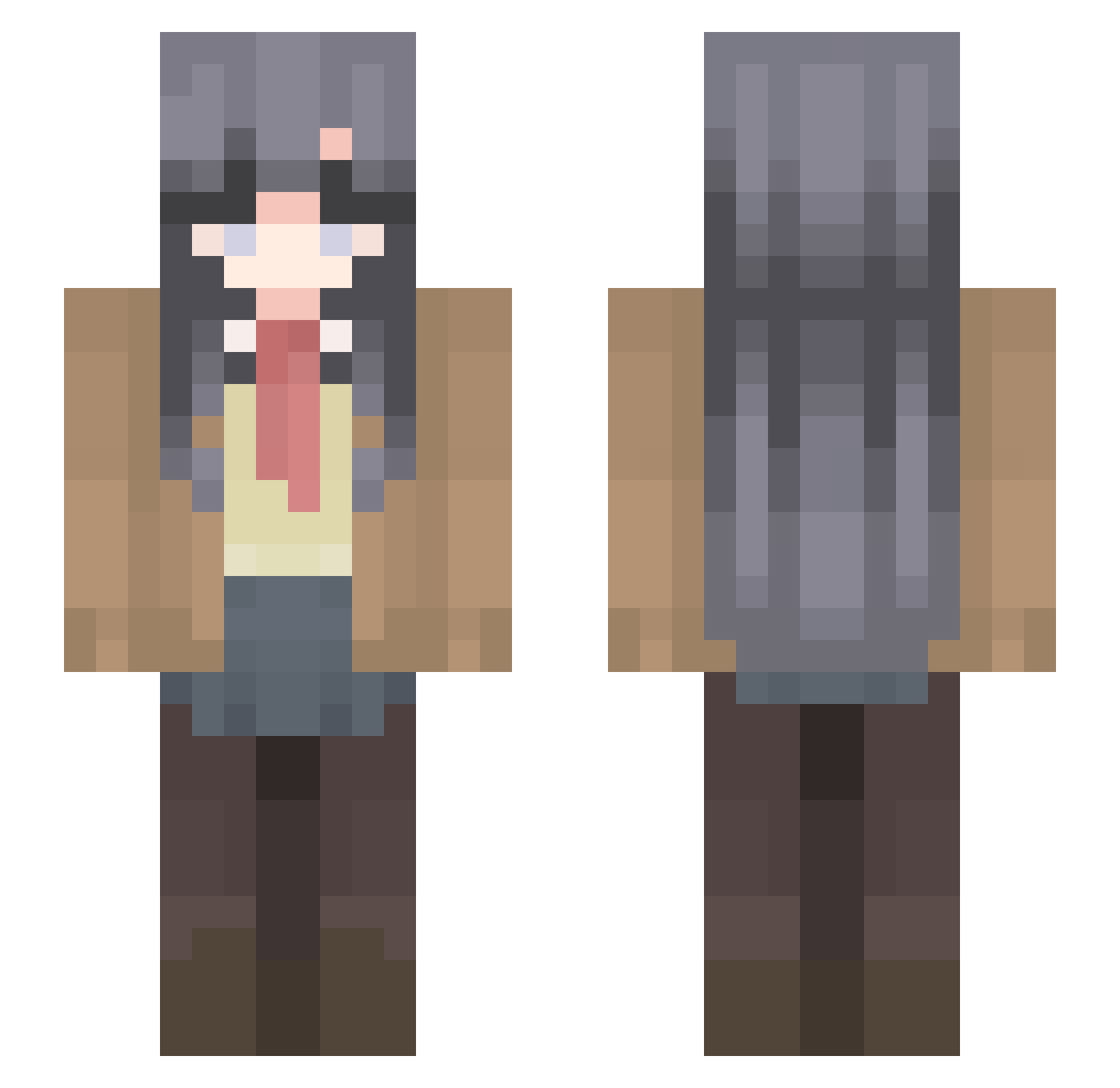Hinahiii Minecraft skin, front and back view