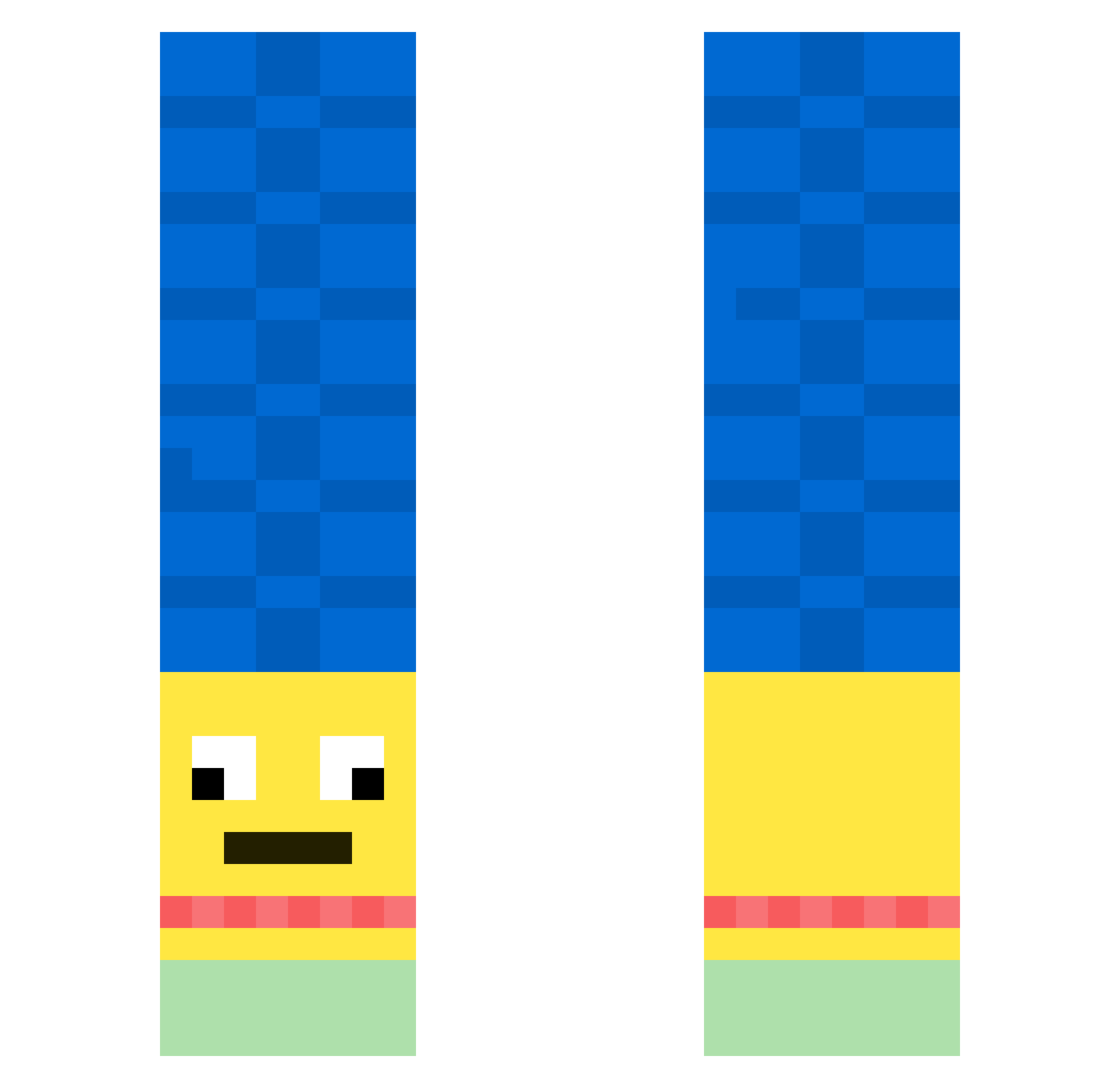 AynRand Minecraft skin, front and back view