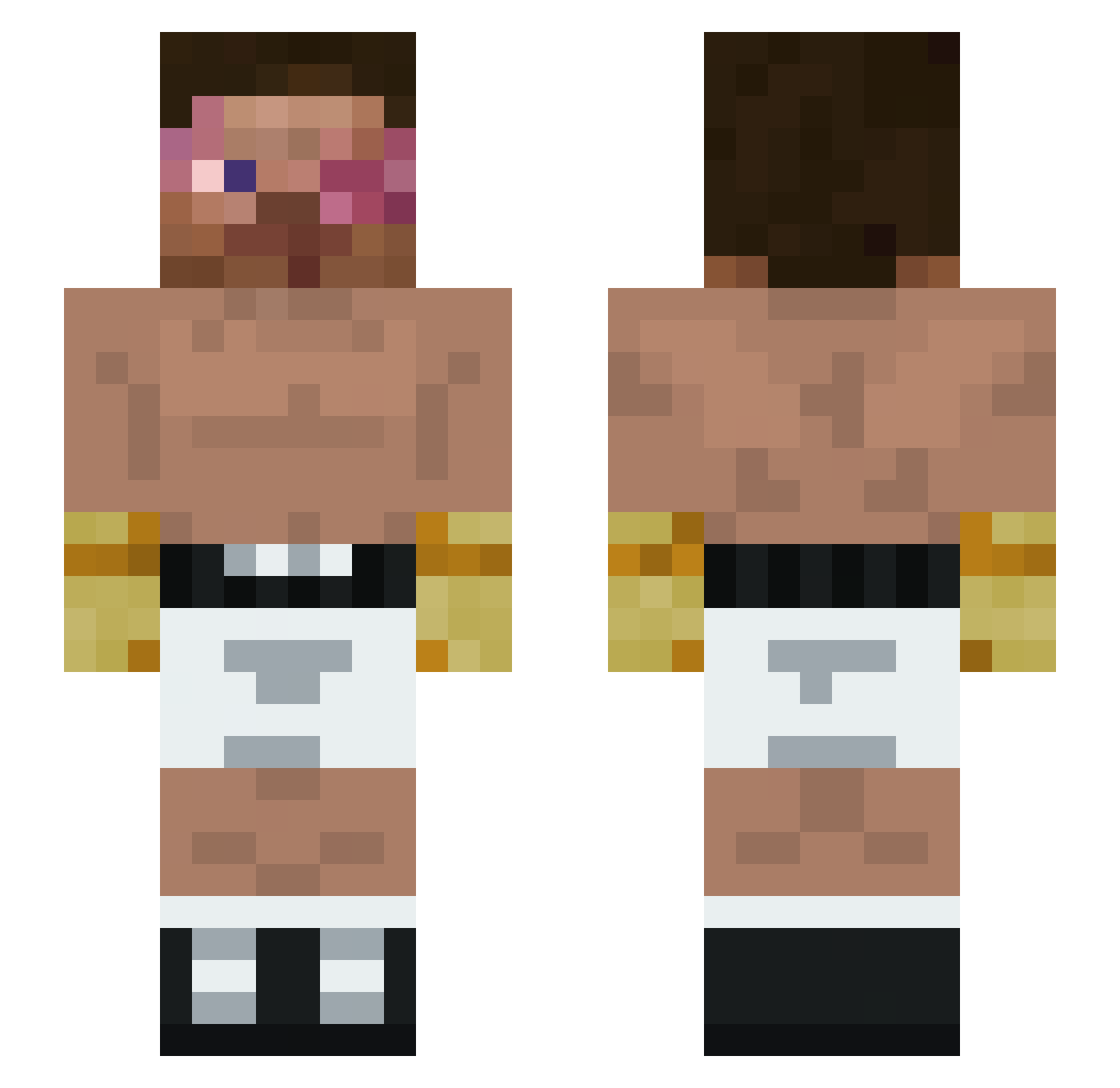 MrKabust Minecraft skin, front and back view
