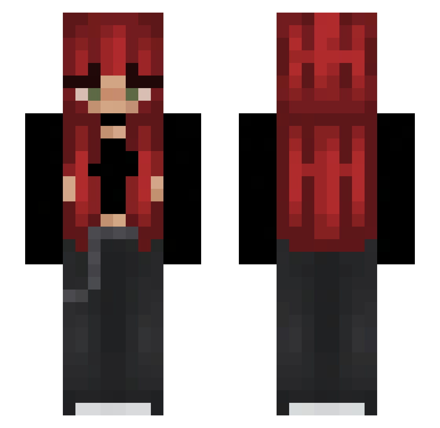 Akitra Minecraft skin, front and back view