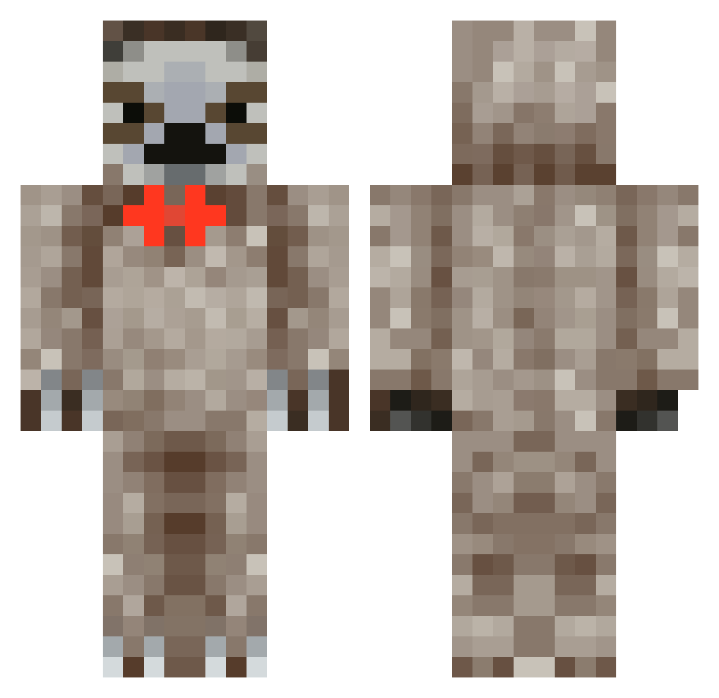 SlothyTheKid Minecraft skin, front and back view