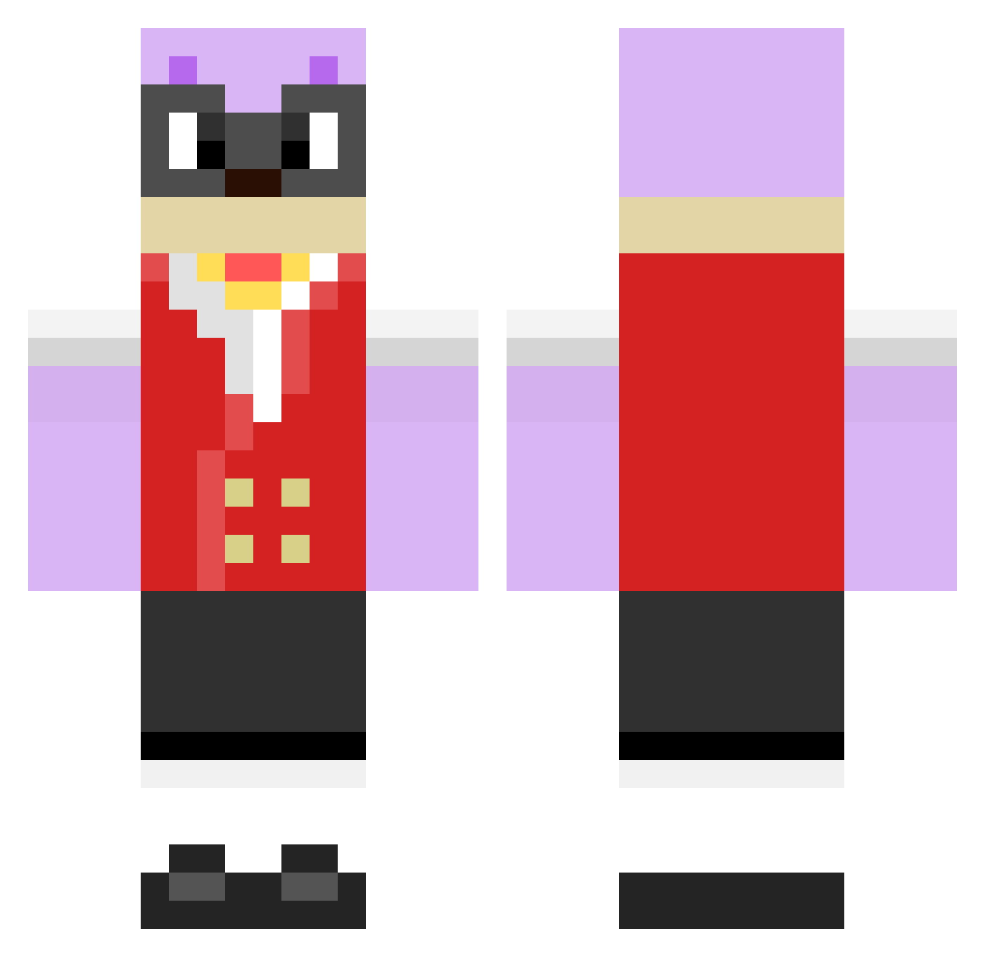 potsubeats Minecraft skin, front and back view