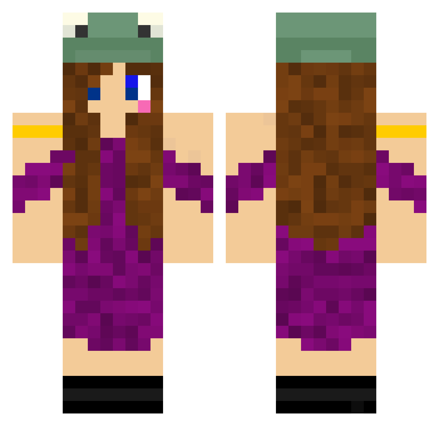 StripedFrog2 Minecraft skin, front and back view
