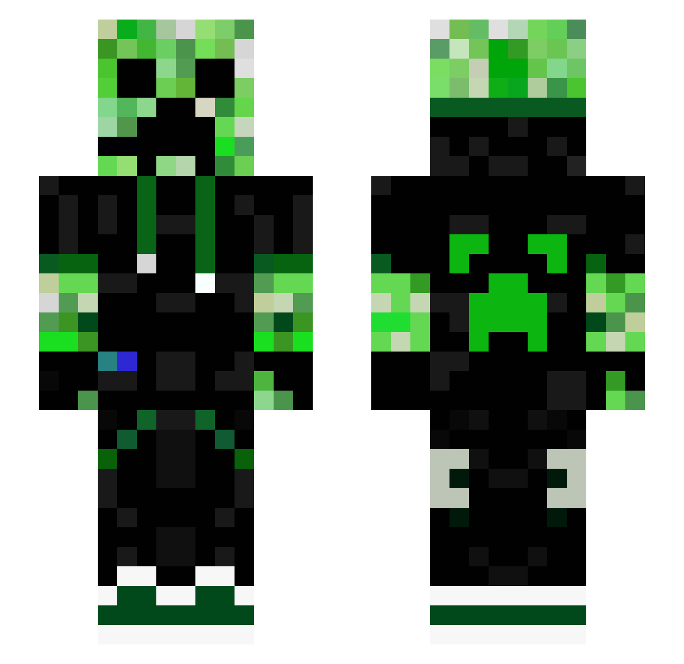 Refraining Minecraft skin, front and back view