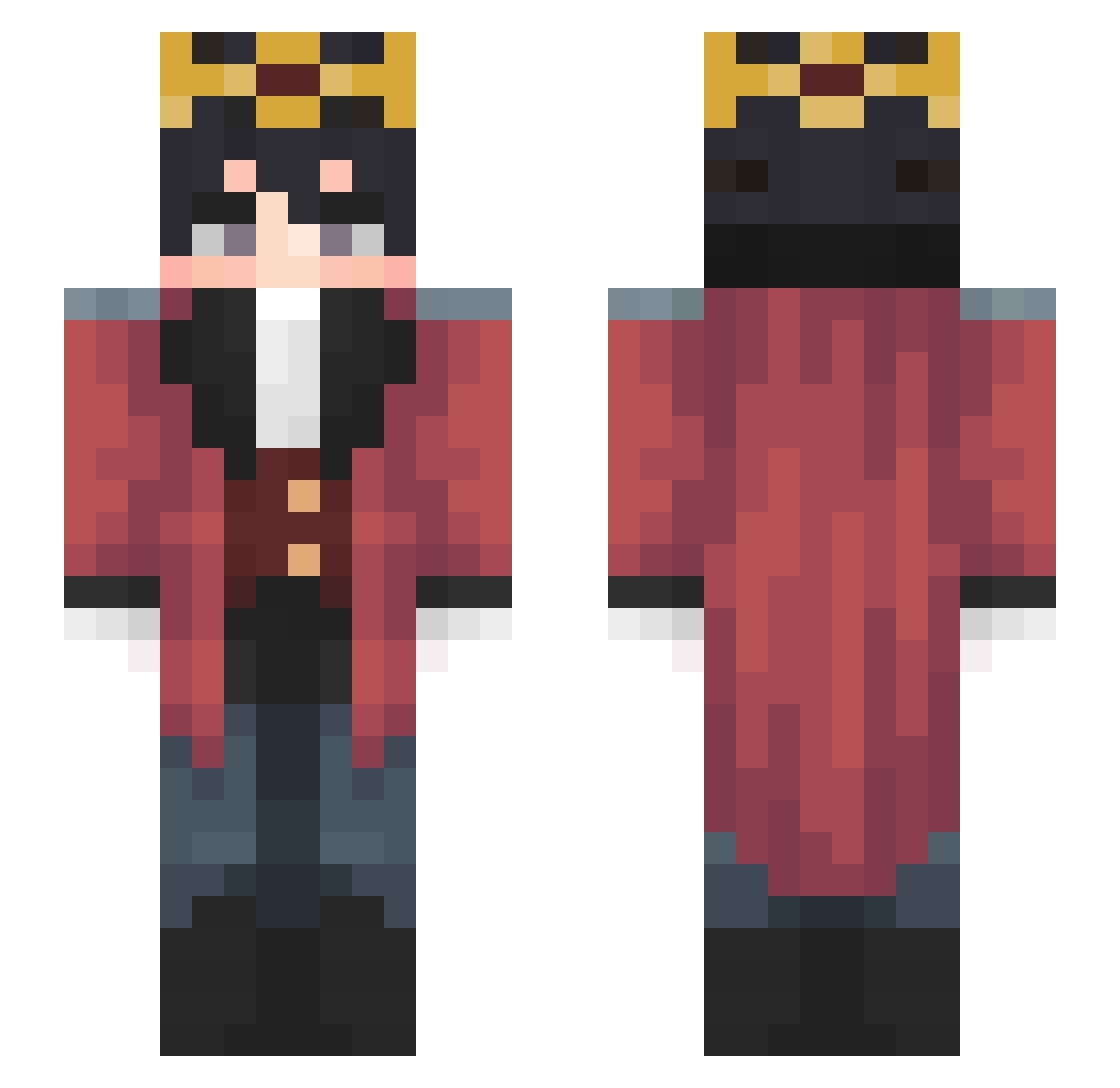 MhoxWasTaken Minecraft skin, front and back view