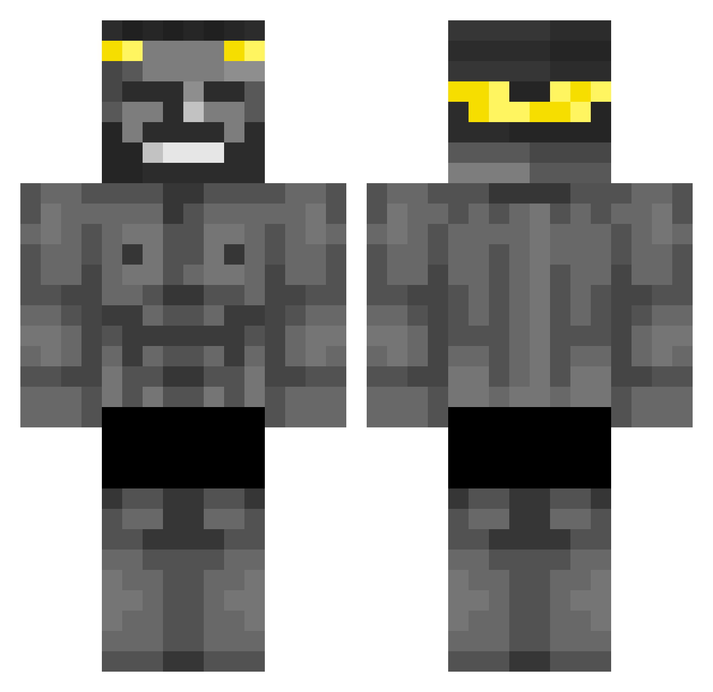 iiTsGunner Minecraft skin, front and back view