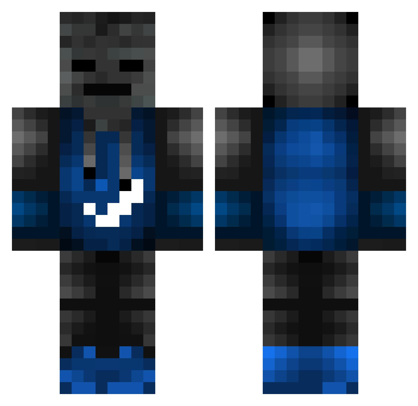 LeqitFreeZe Minecraft skin, front and back view