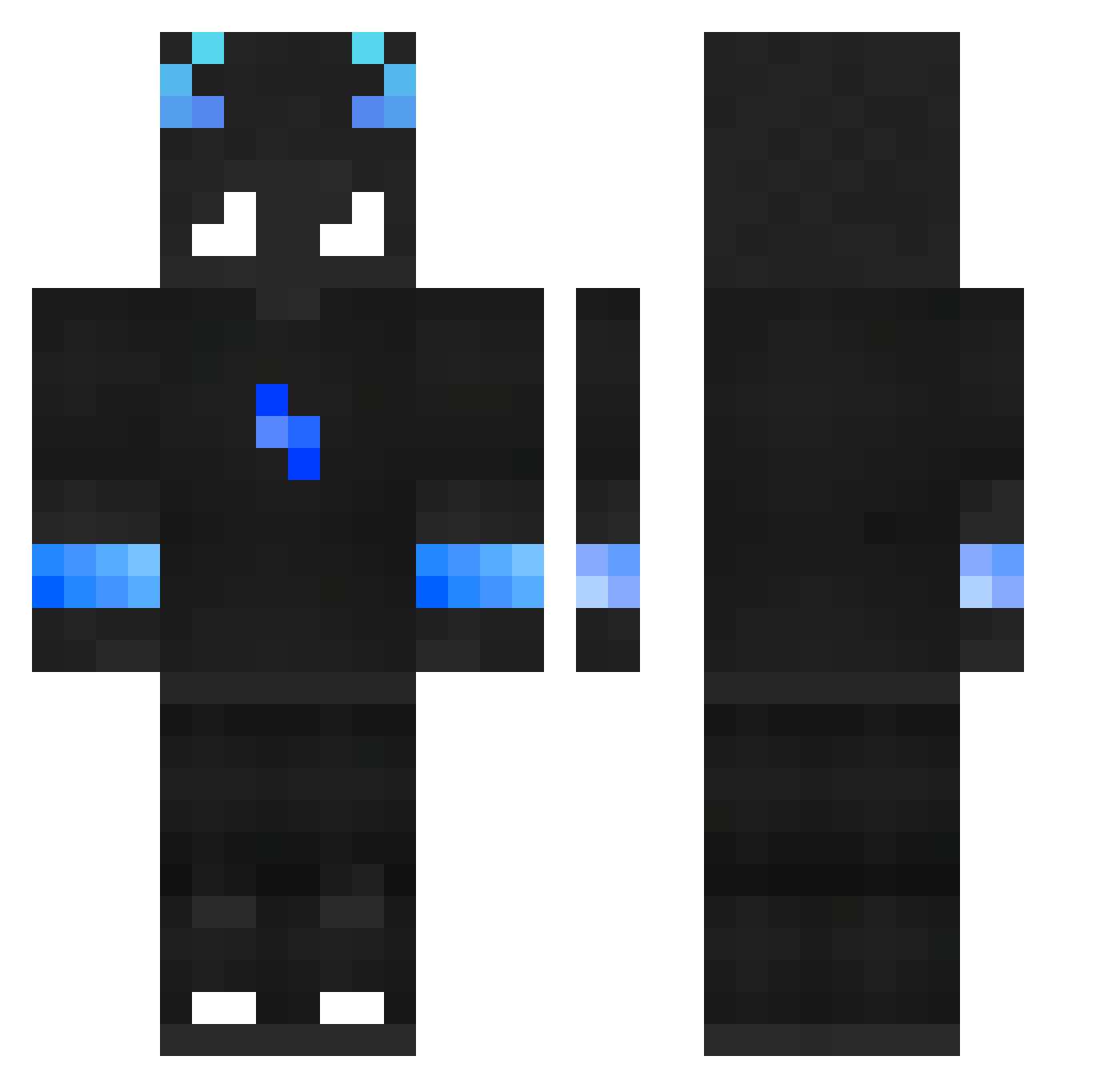 Zappy_twitch Minecraft skin, front and back view
