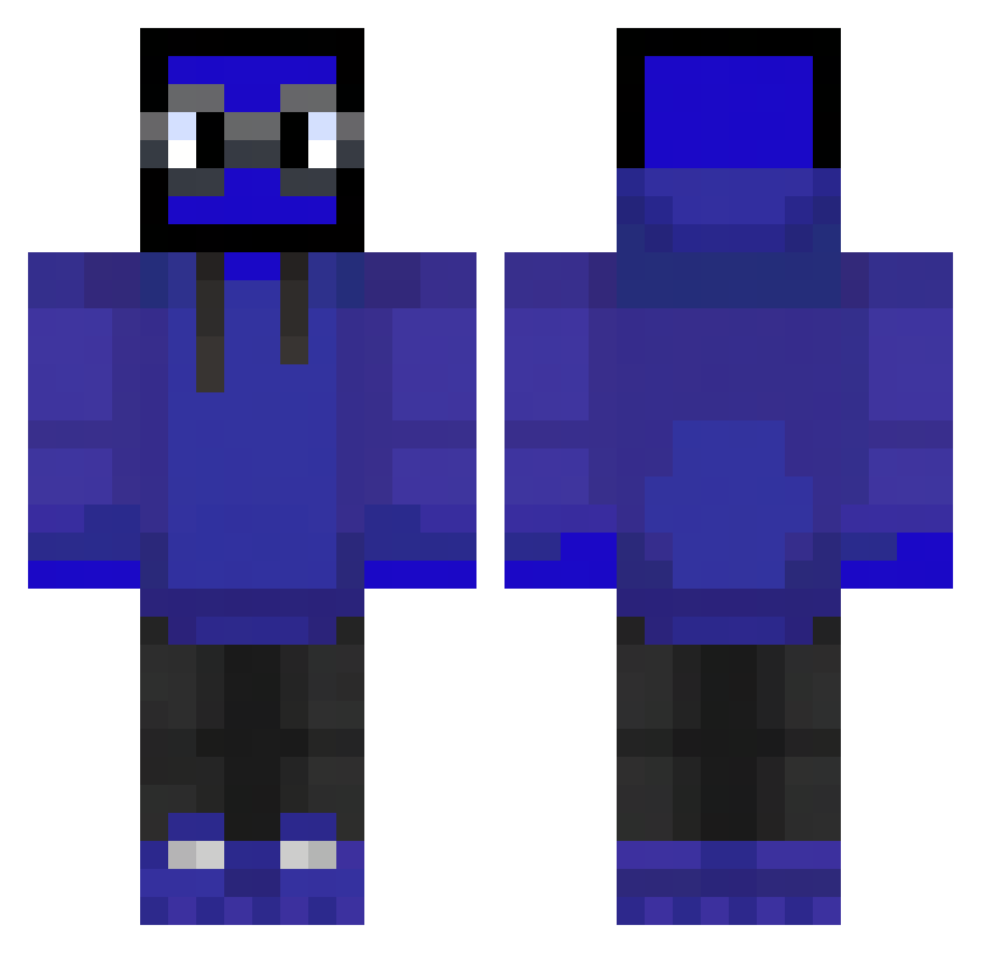 ZzMota Minecraft skin, front and back view