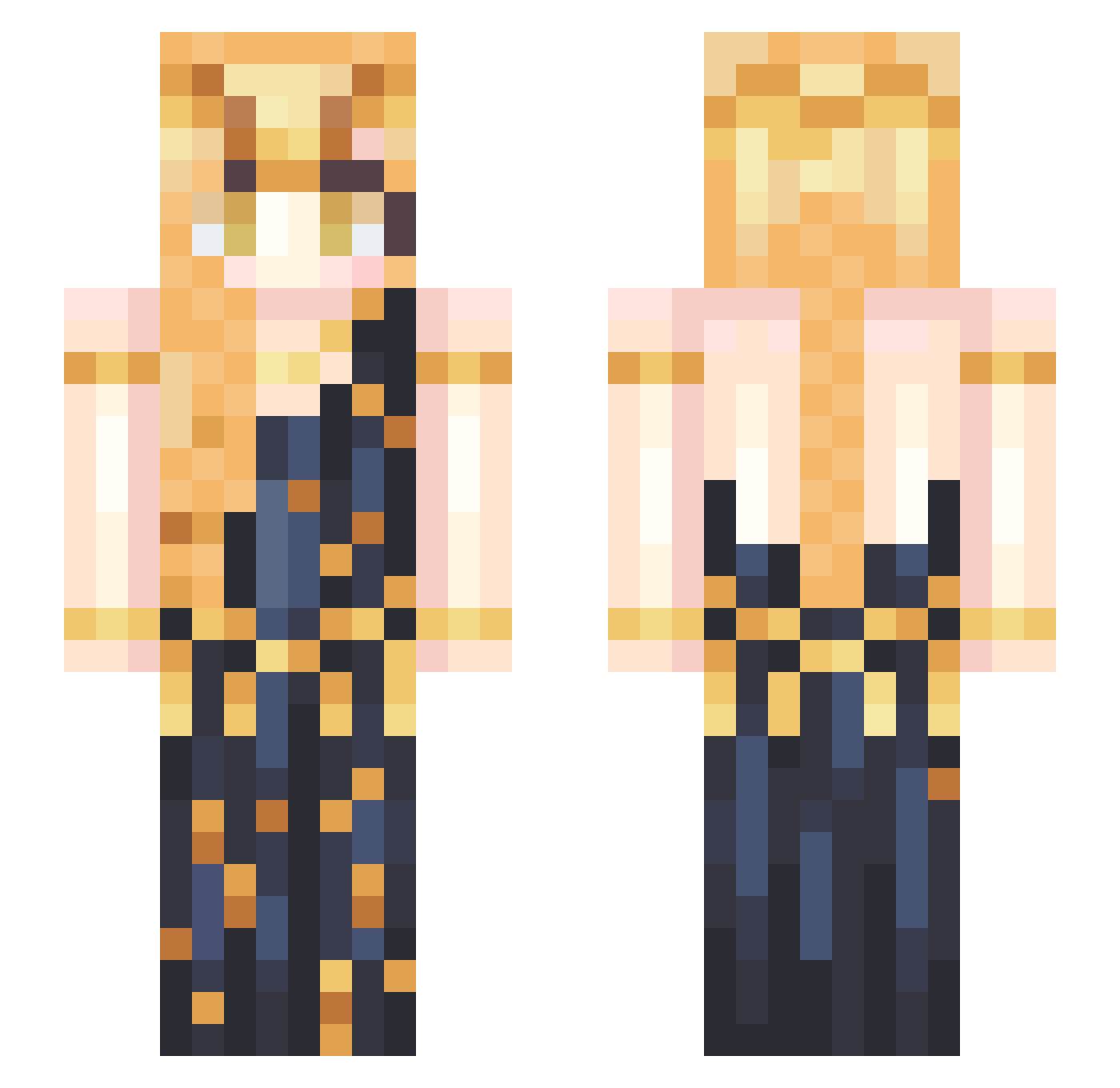 AnyLastWorms Minecraft skin, front and back view