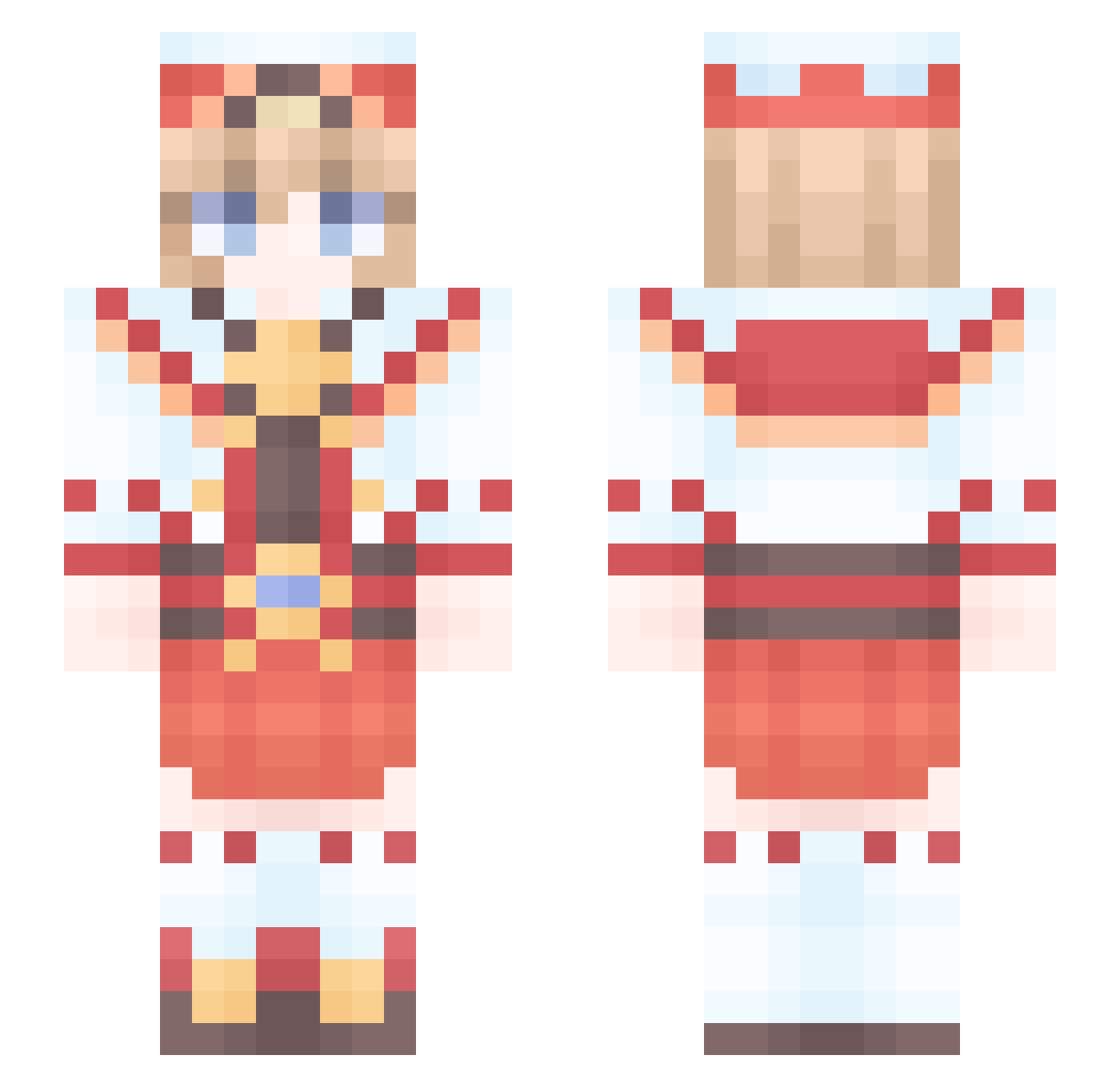 Qiixia Minecraft skin, front and back view