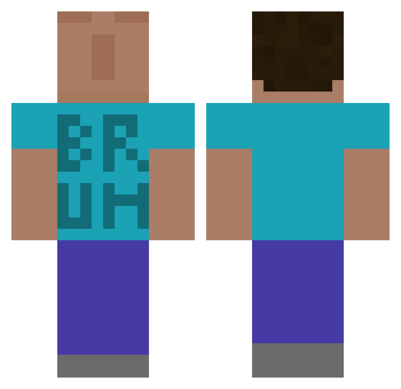 unstandard Minecraft skin, front and back view