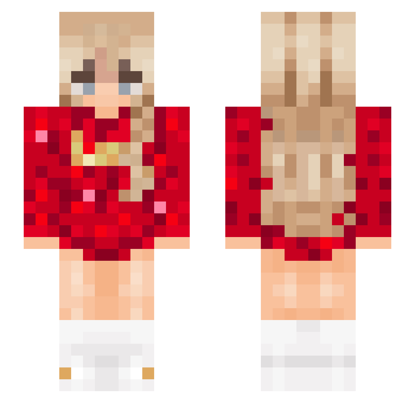 toriisgaming Minecraft skin, front and back view