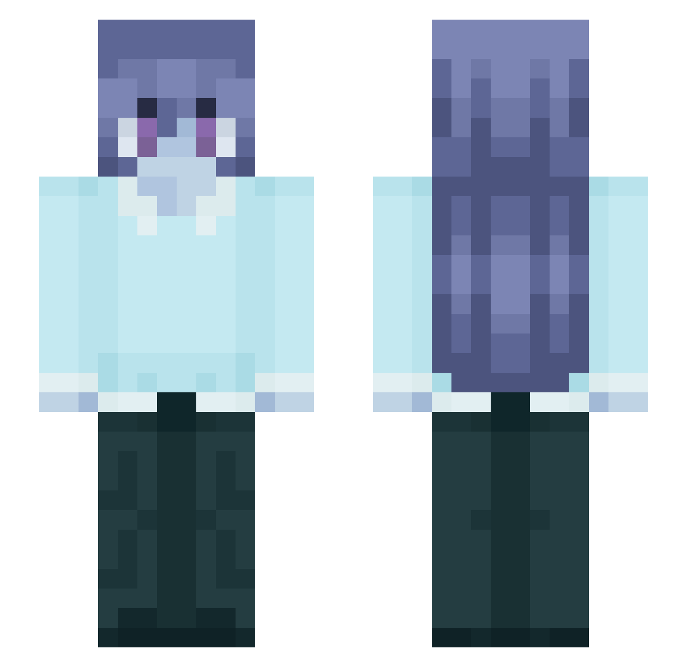 Gwynxyz Minecraft skin, front and back view