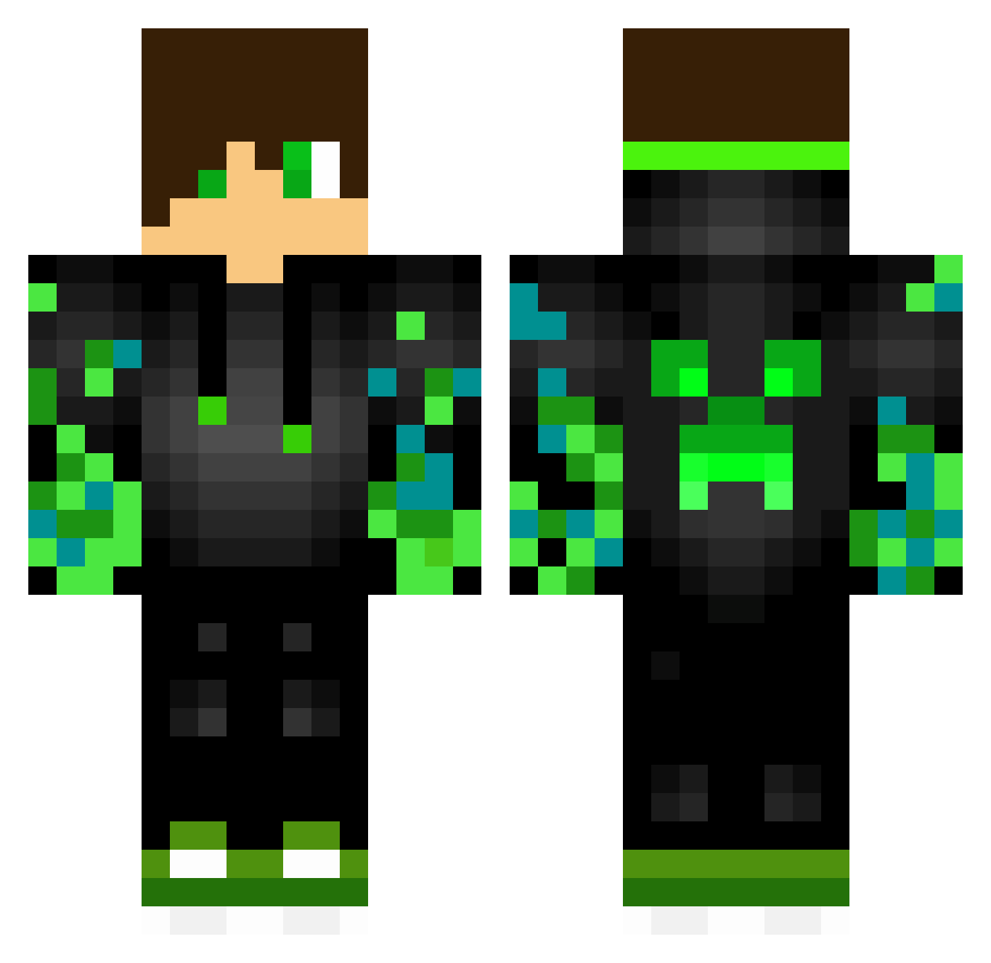 t0ses07g Minecraft skin, front and back view