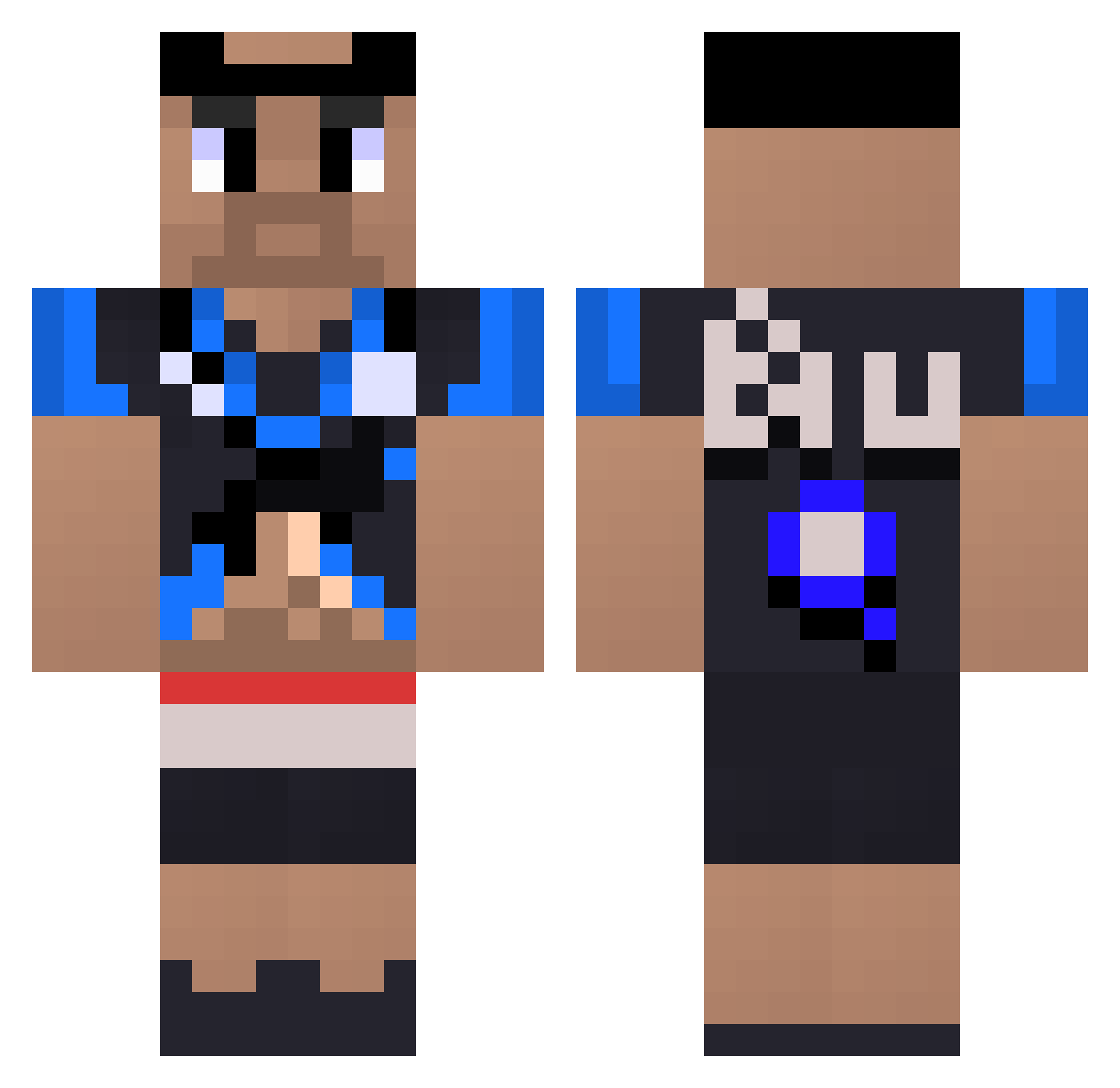 Recru74 Minecraft skin, front and back view