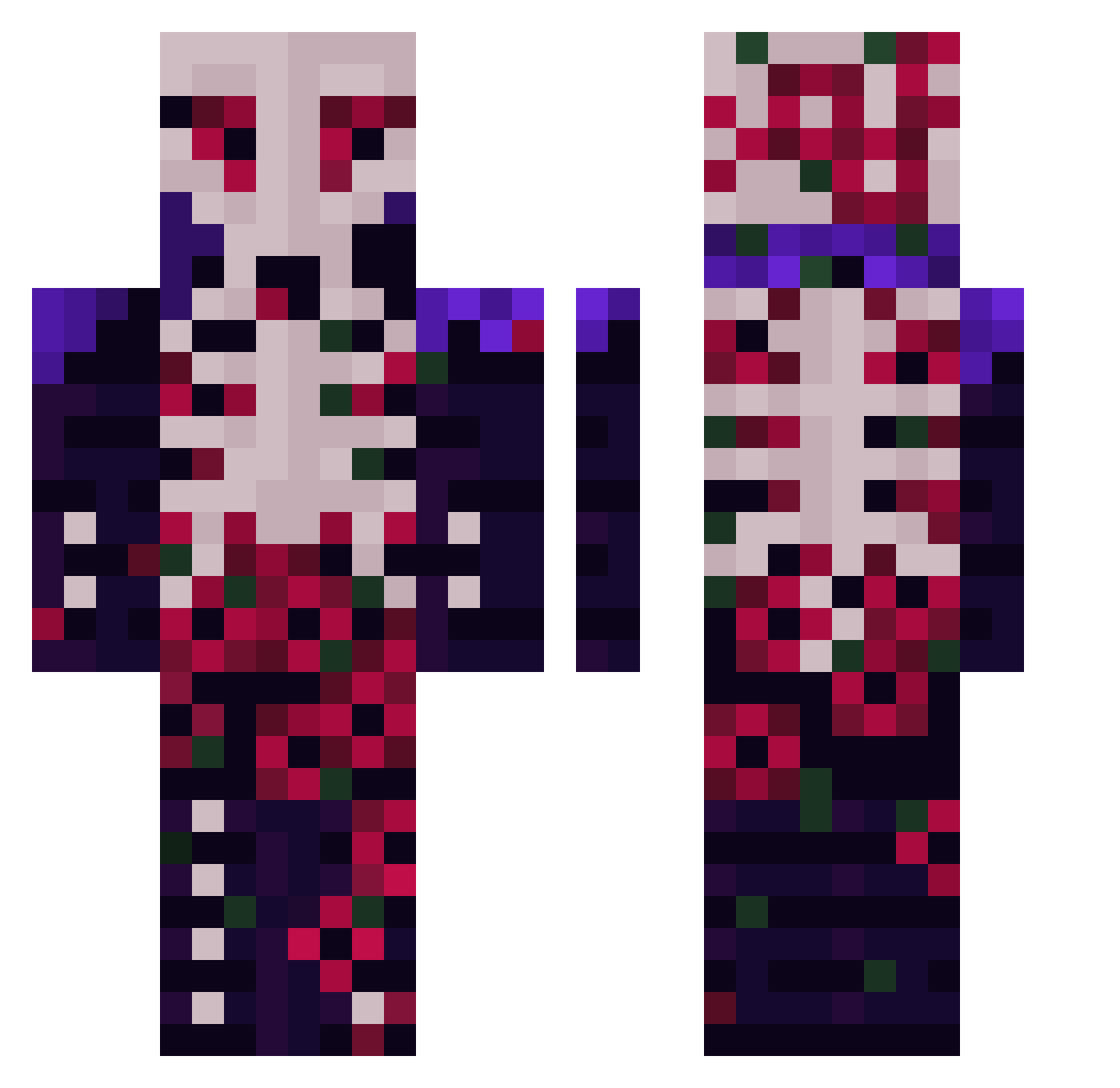 rUwUrd Minecraft skin, front and back view