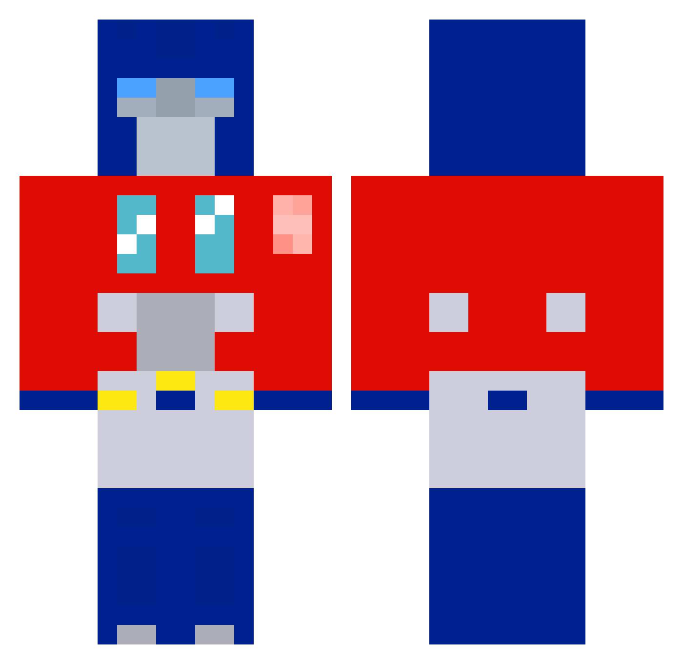 Nelecar Minecraft skin, front and back view