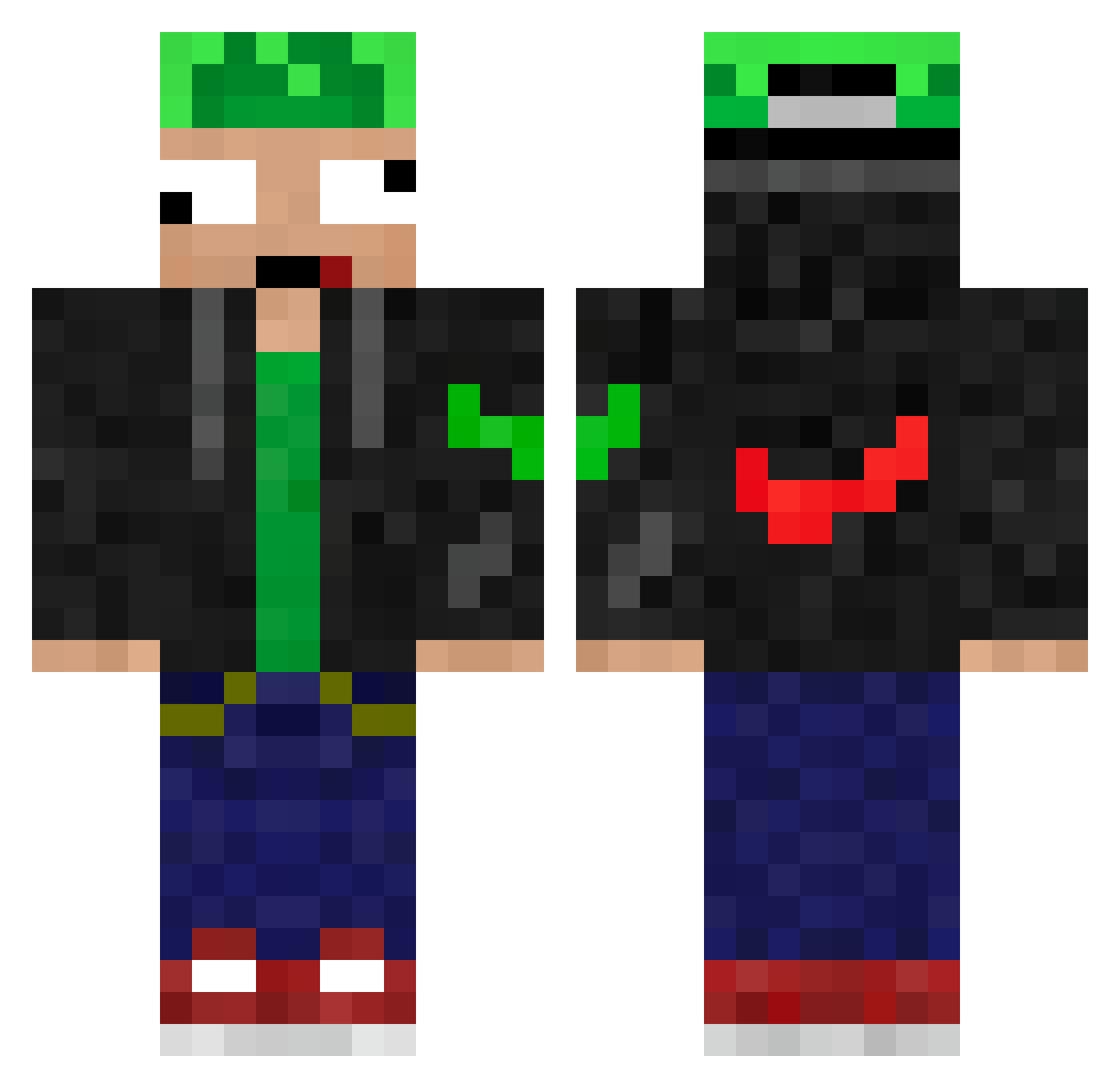 DimmyDimDom Minecraft skin, front and back view