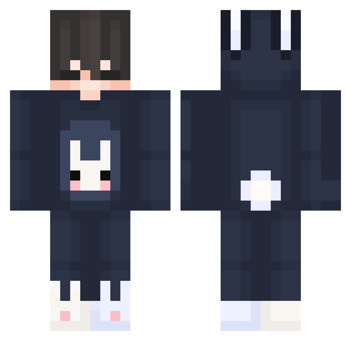 Zauberhase Minecraft skin, front and back view