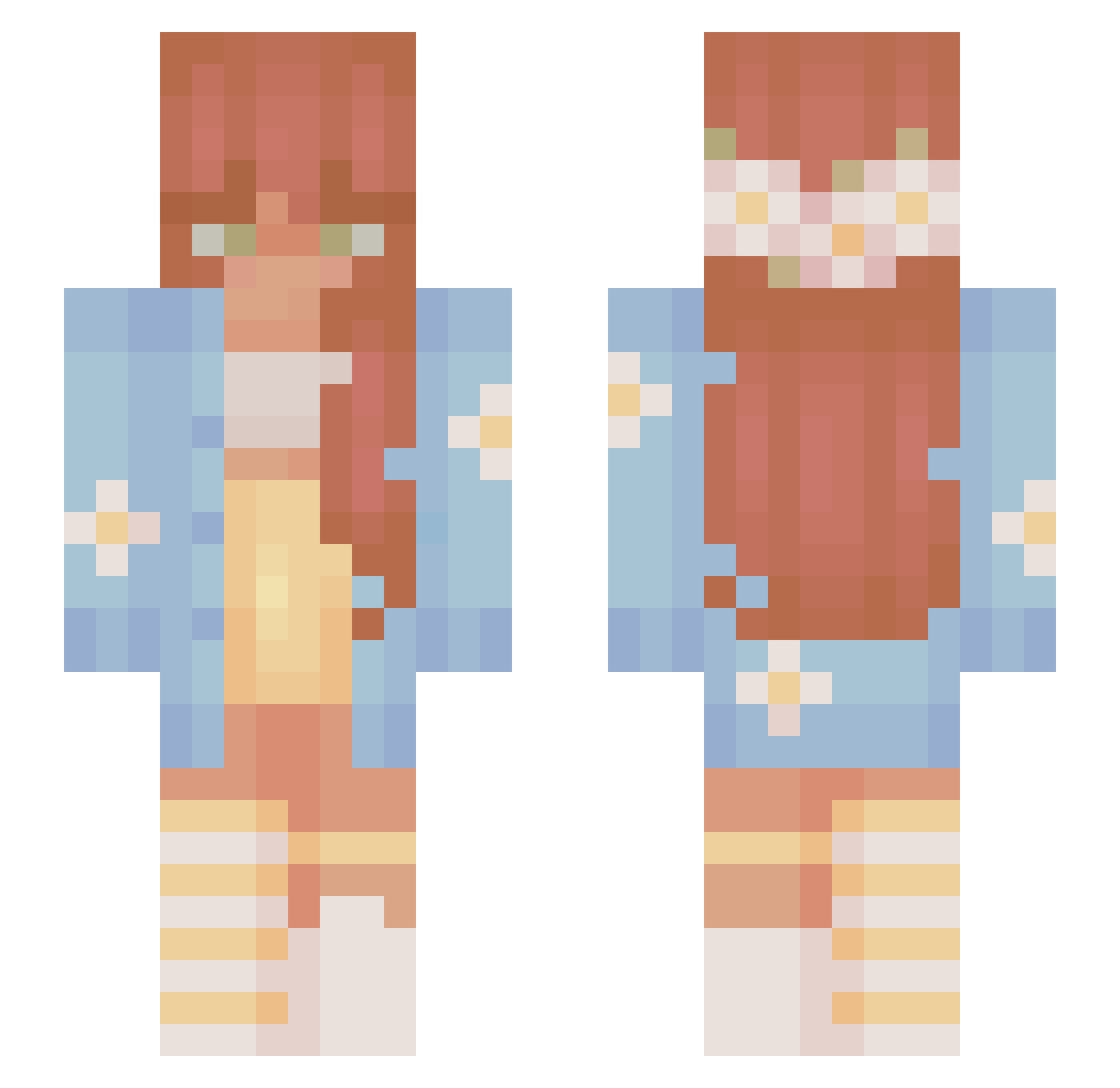 ZebraBeans Minecraft skin, front and back view