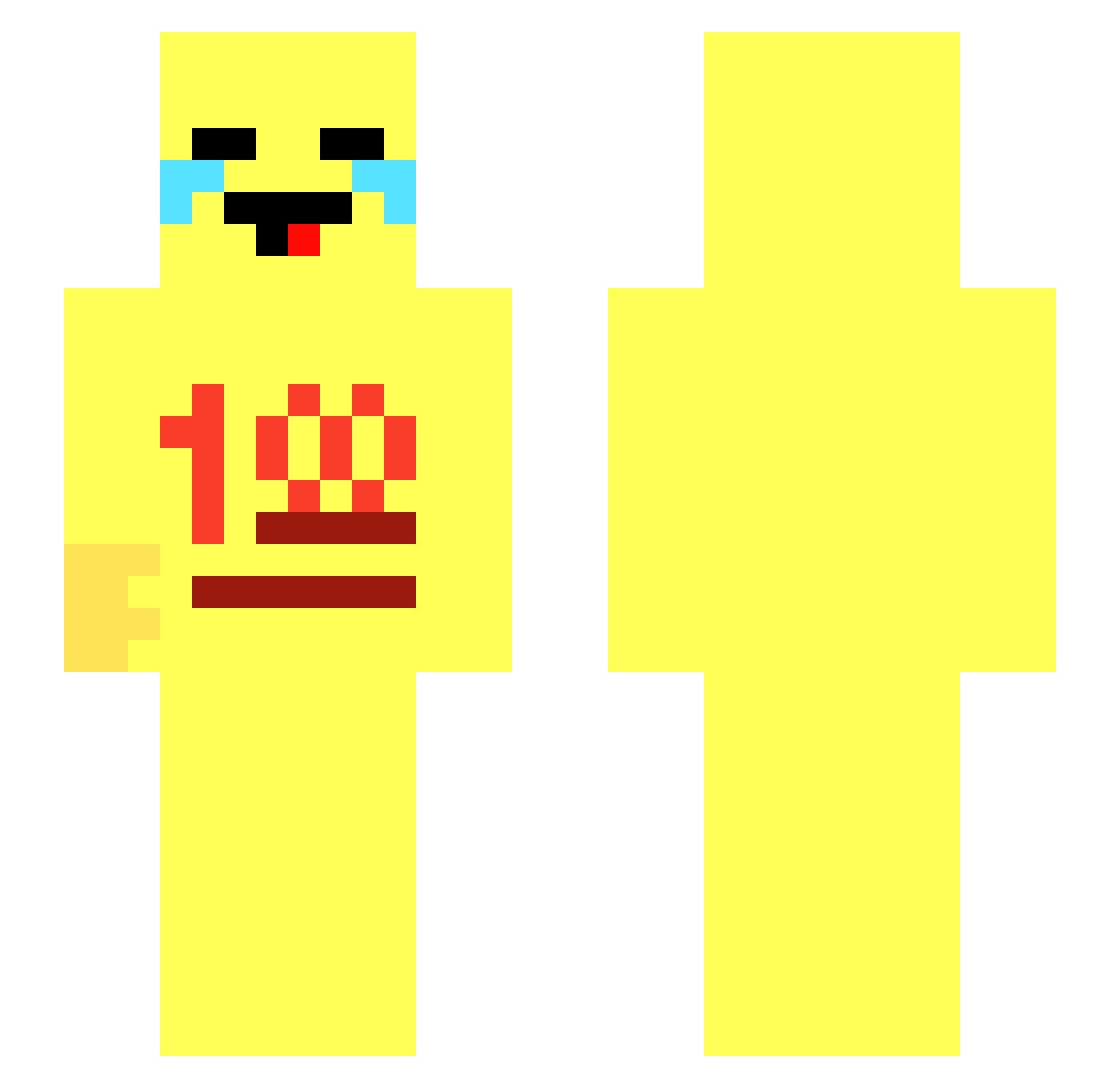 Emojex Minecraft skin, front and back view