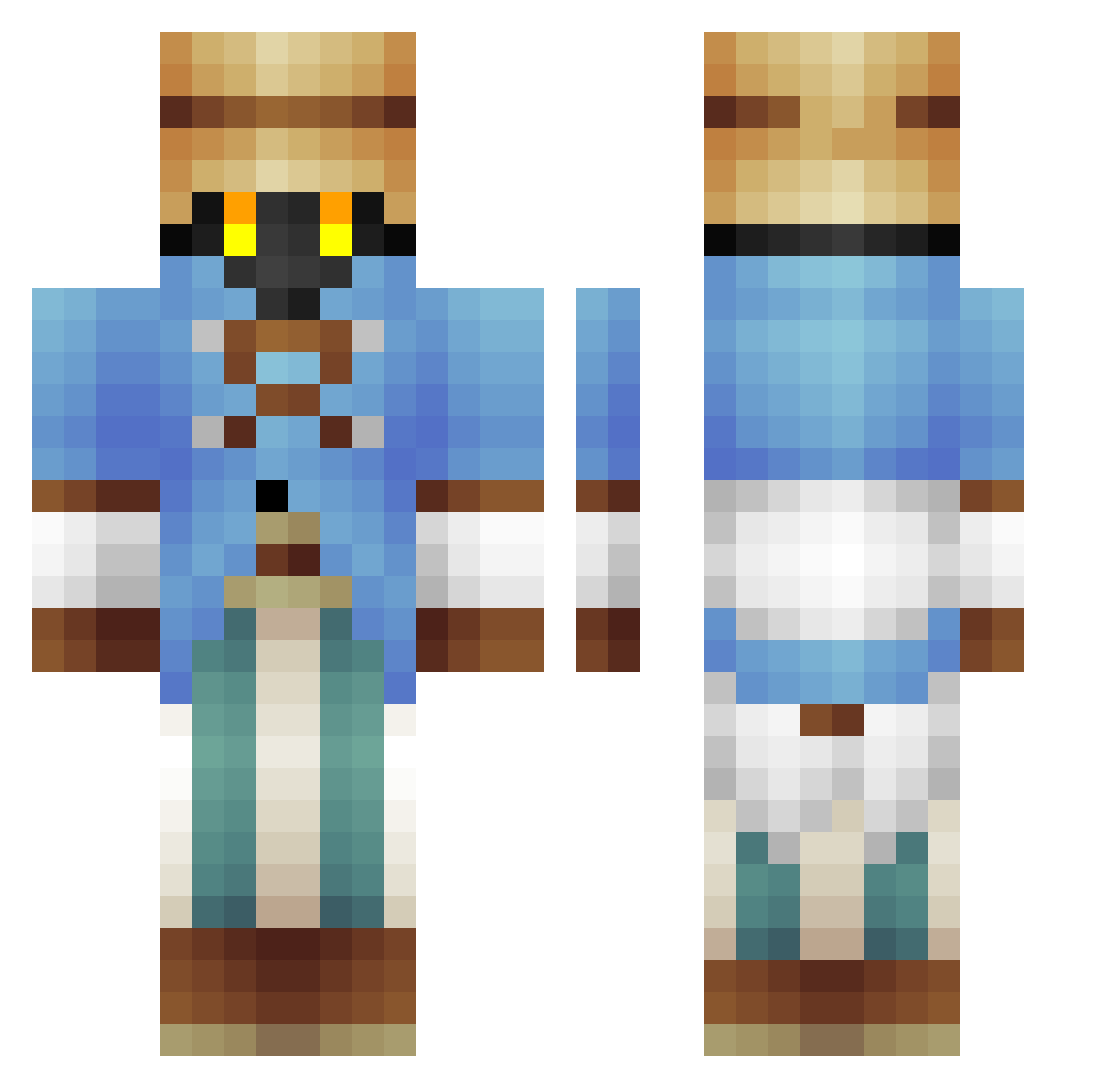 Bubdyo Minecraft skin, front and back view