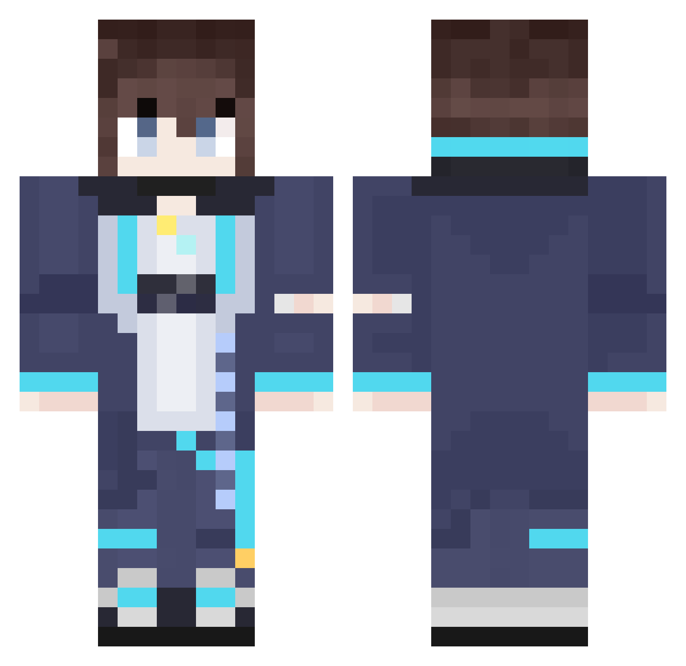 VTHiro Minecraft skin, front and back view