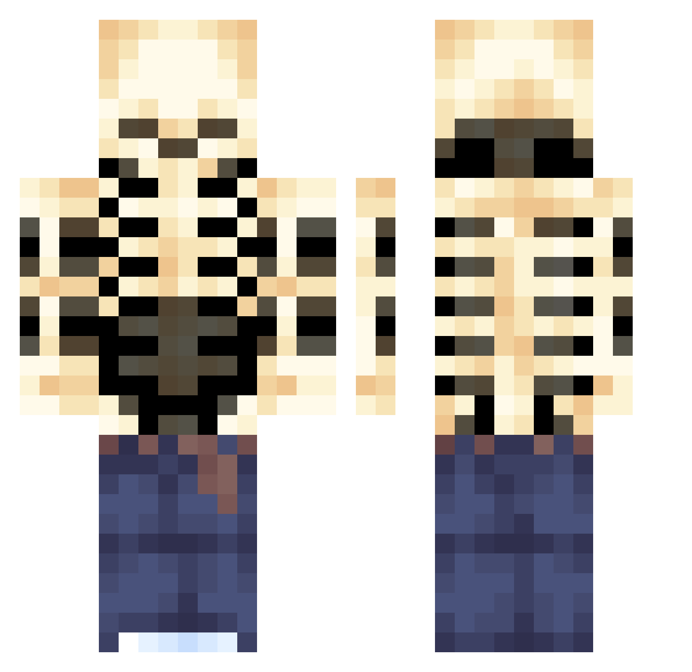 BlueBatata Minecraft skin, front and back view