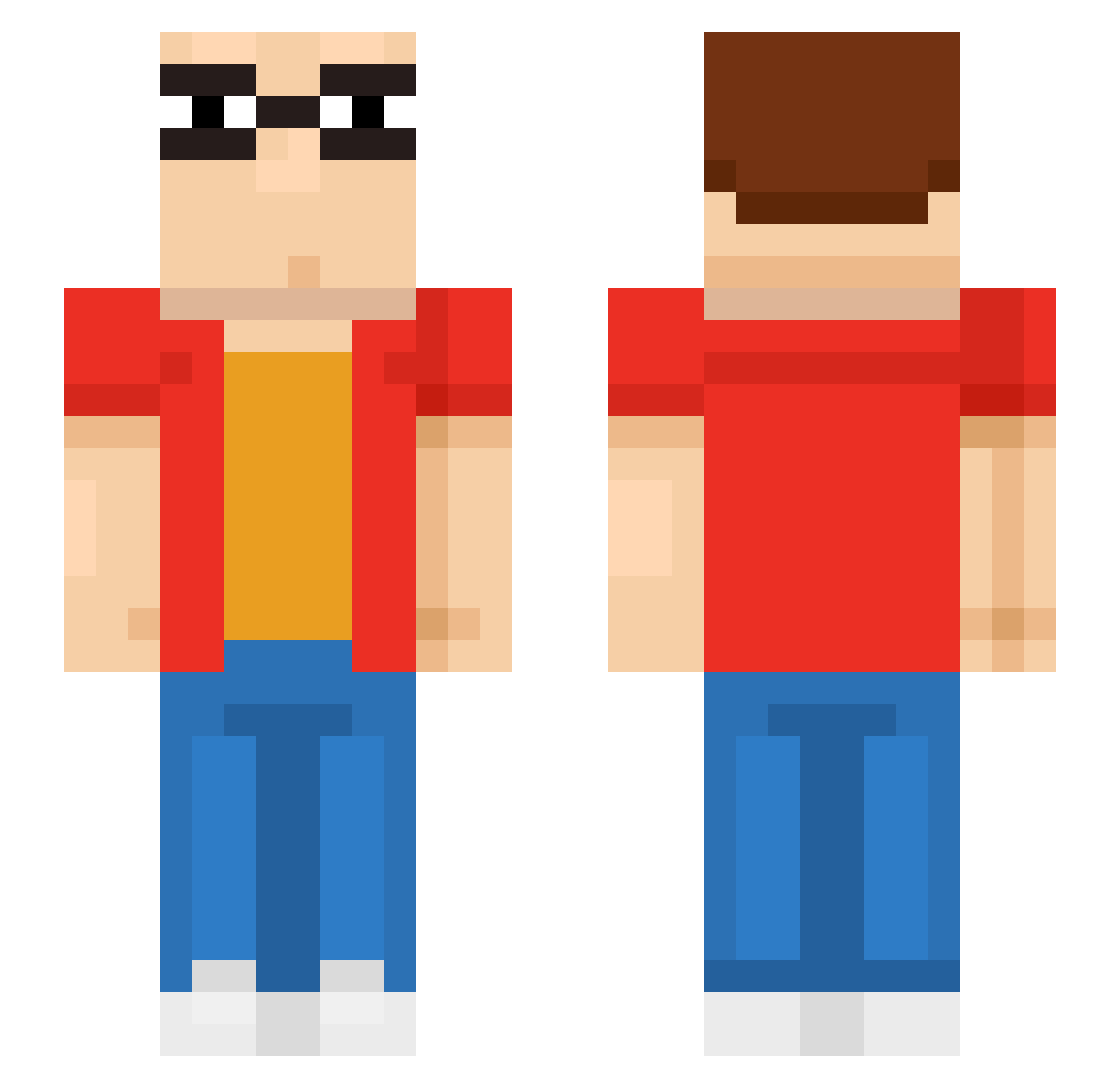 Dead50 Minecraft skin, front and back view