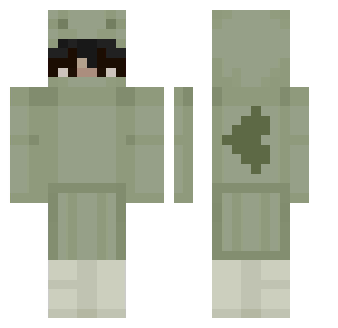 vync3 Minecraft skin, front and back view