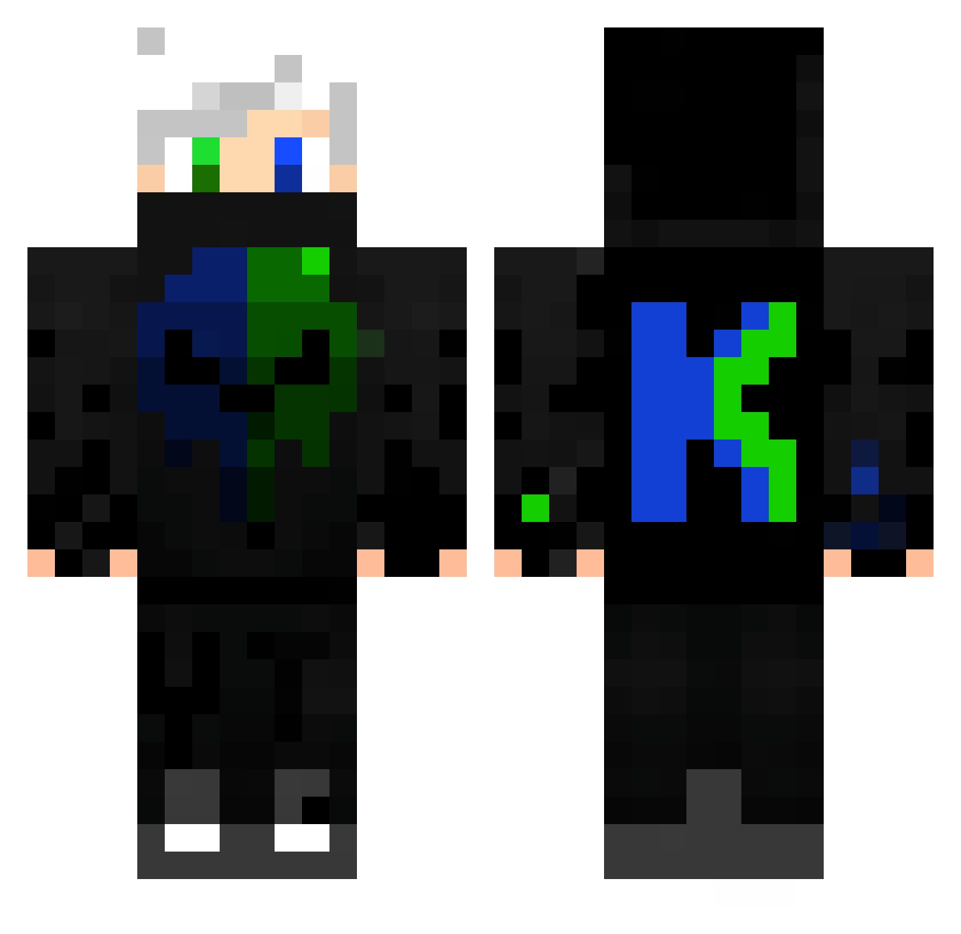 KiDFeeD00 Minecraft skin, front and back view