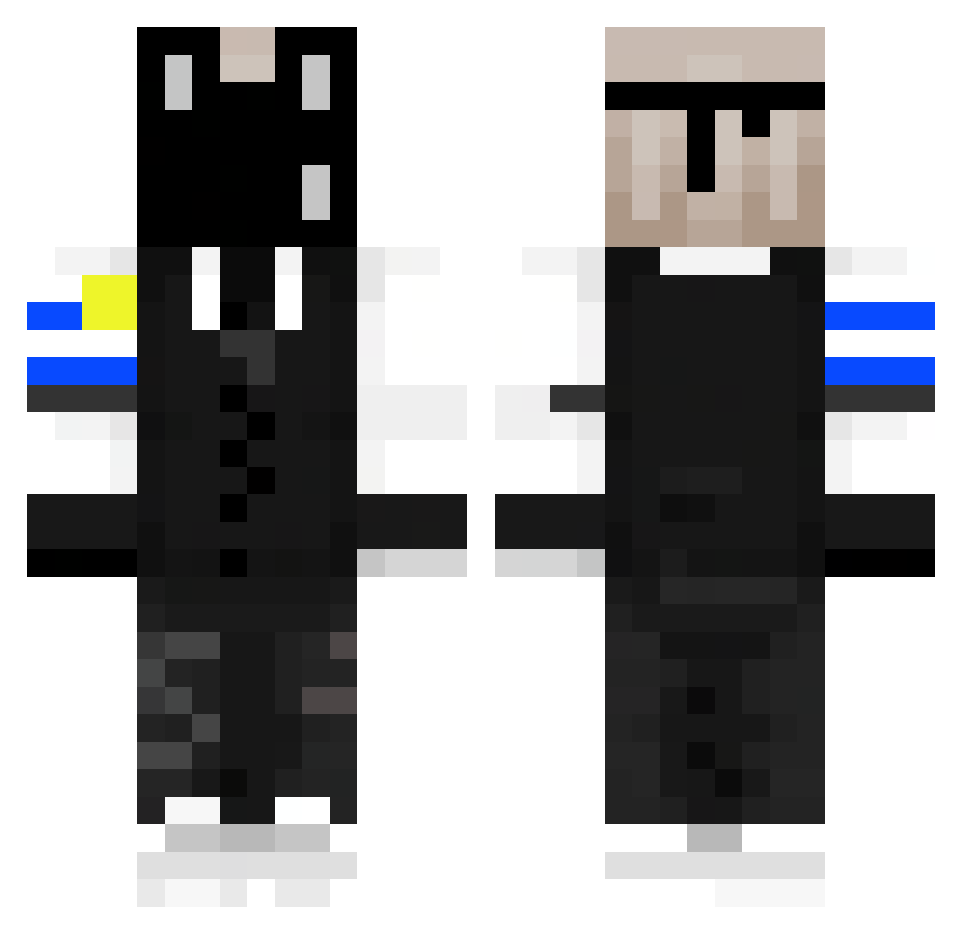 Tqziu Minecraft skin, front and back view