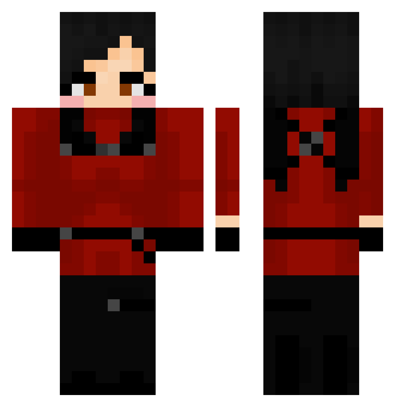 rubmiharder Minecraft skin, front and back view