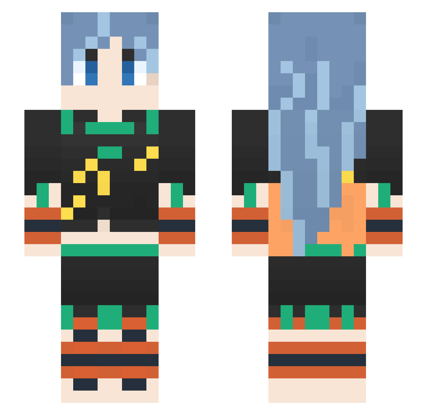 ryushte Minecraft skin, front and back view