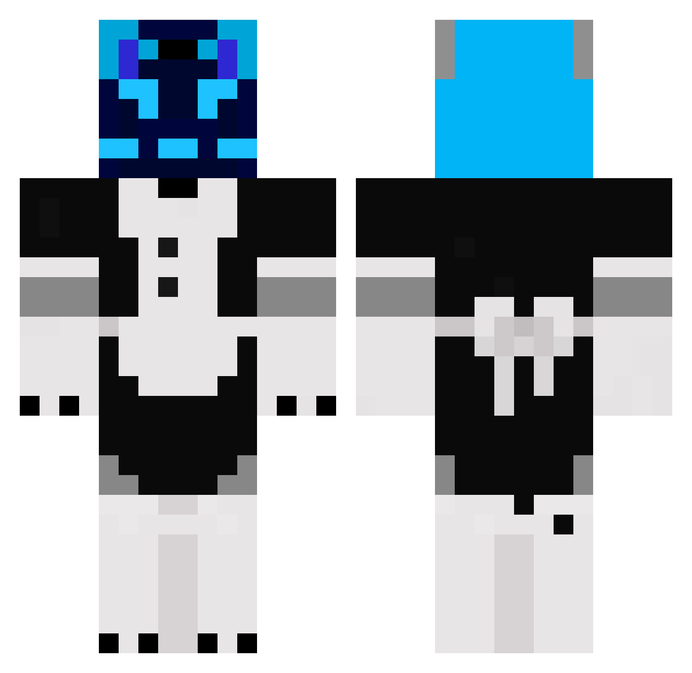 Robot2906 Minecraft skin, front and back view