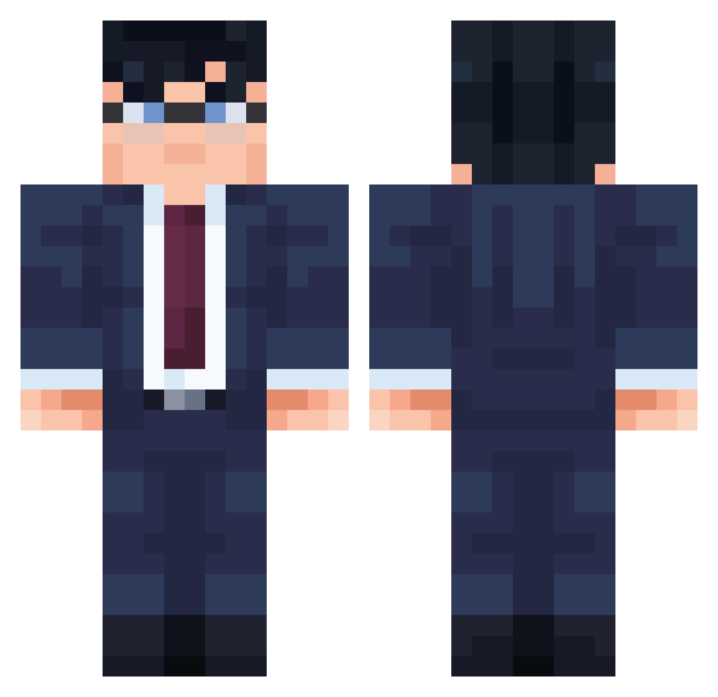 lReverseI Minecraft skin, front and back view