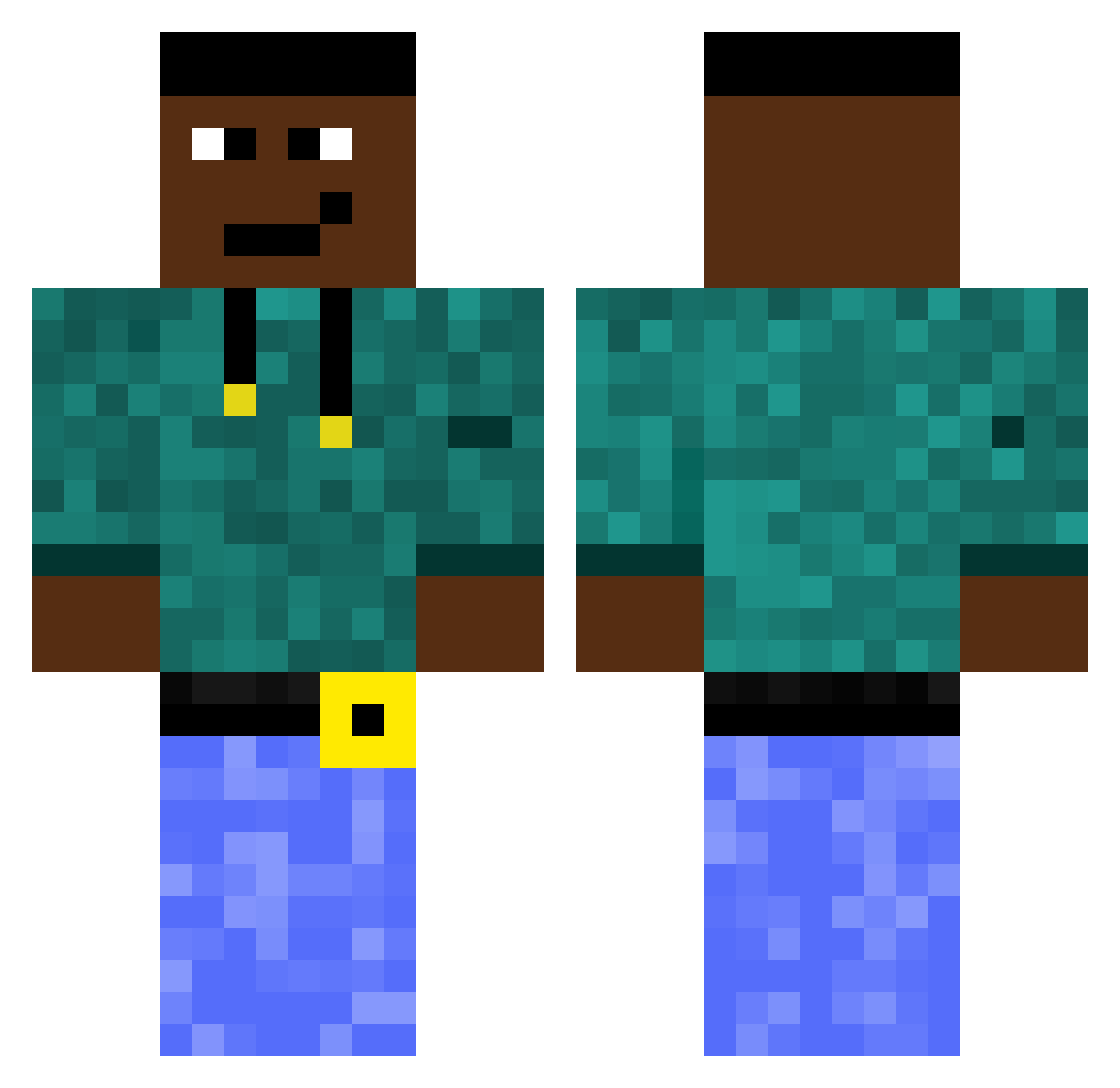 unrig Minecraft skin, front and back view