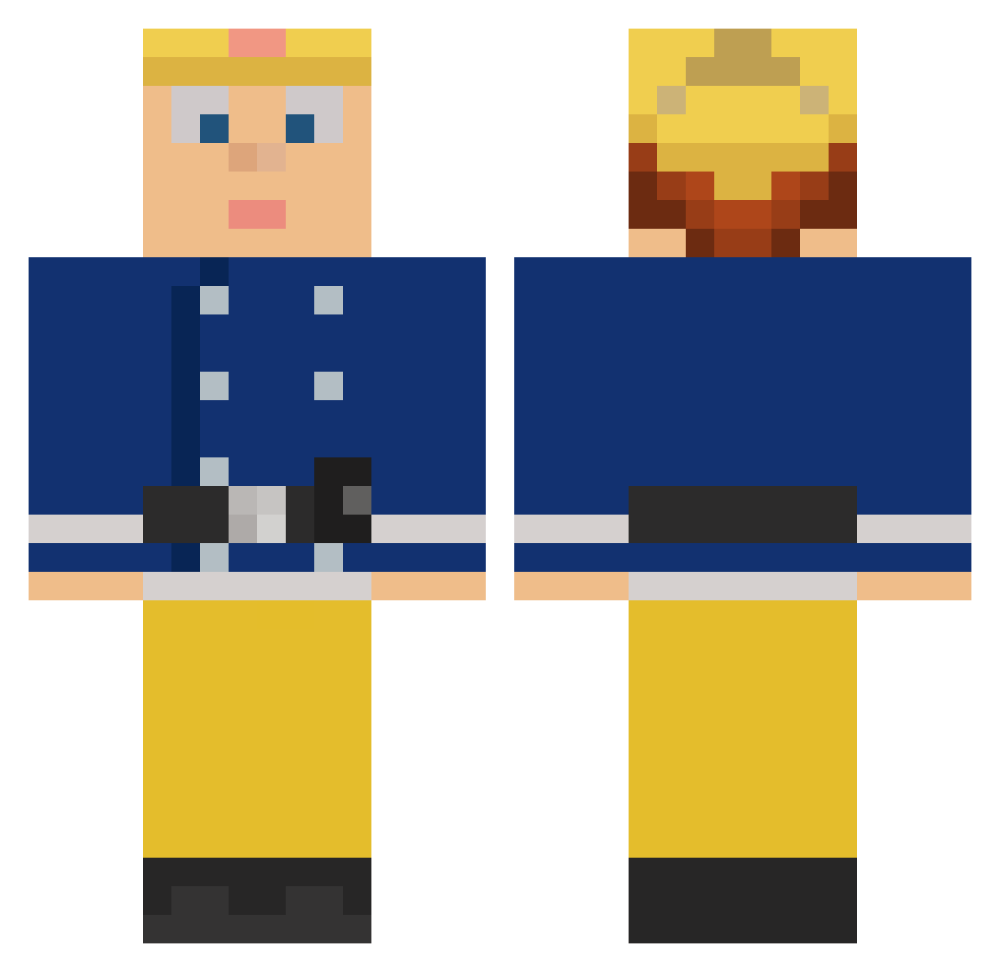 FiremanSam69 Minecraft skin, front and back view