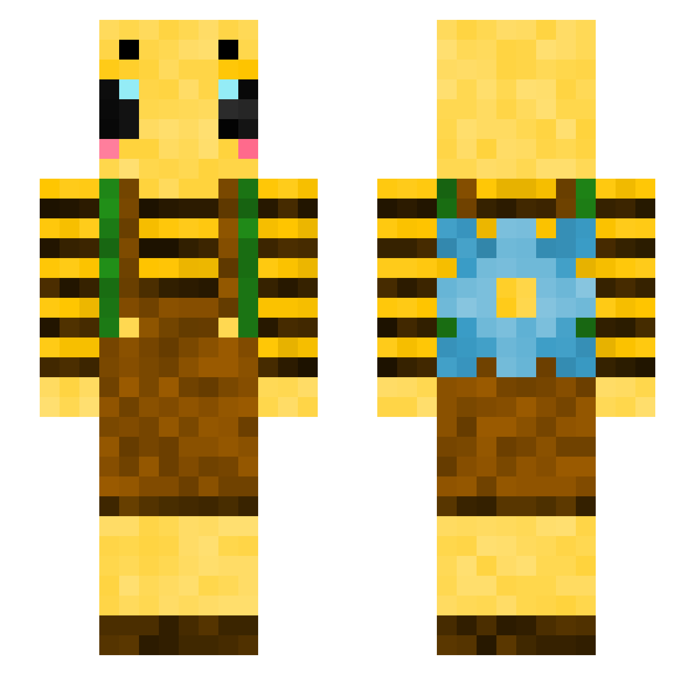 Gatitux Minecraft skin, front and back view