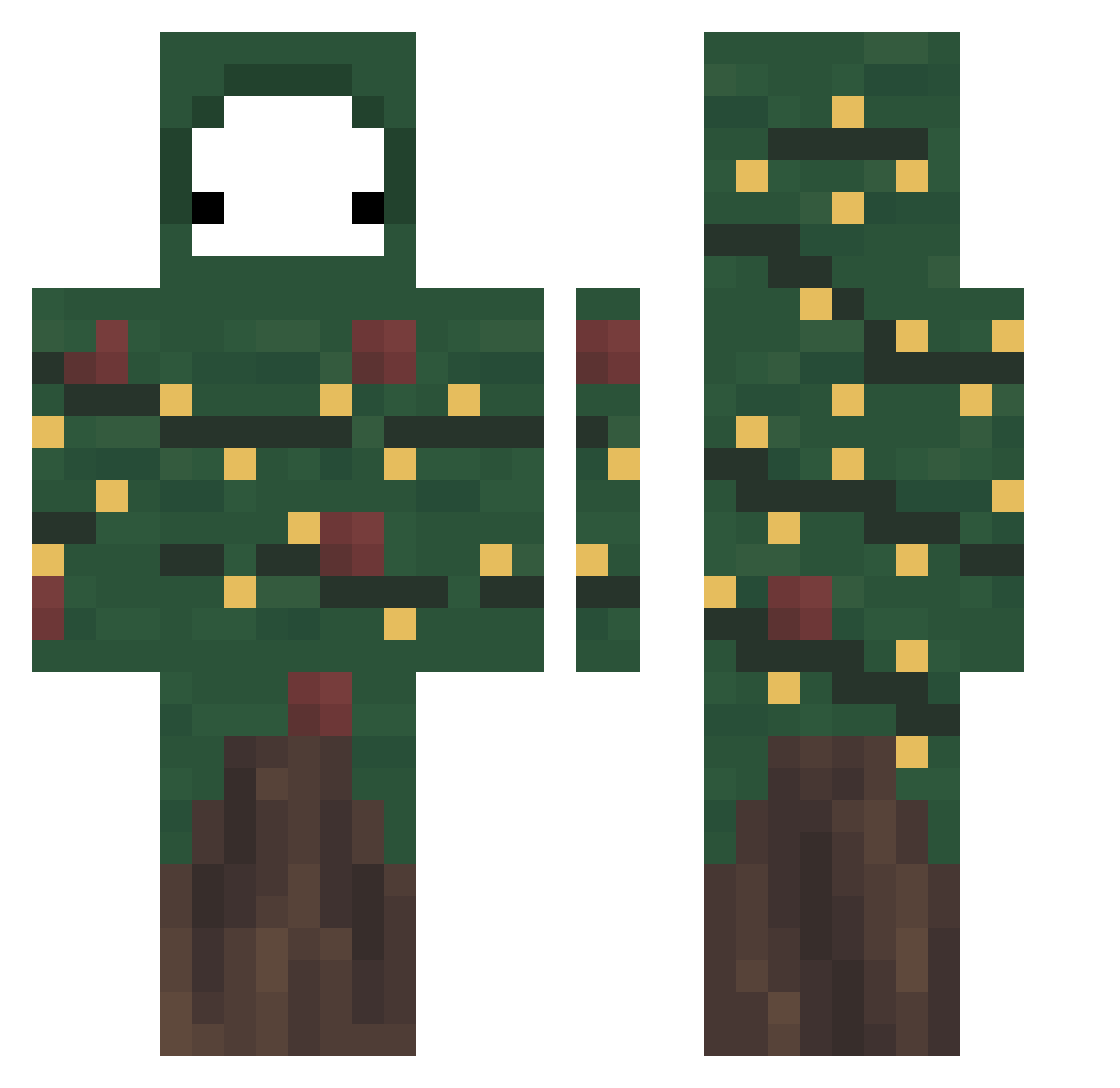 Tomyums Minecraft skin, front and back view