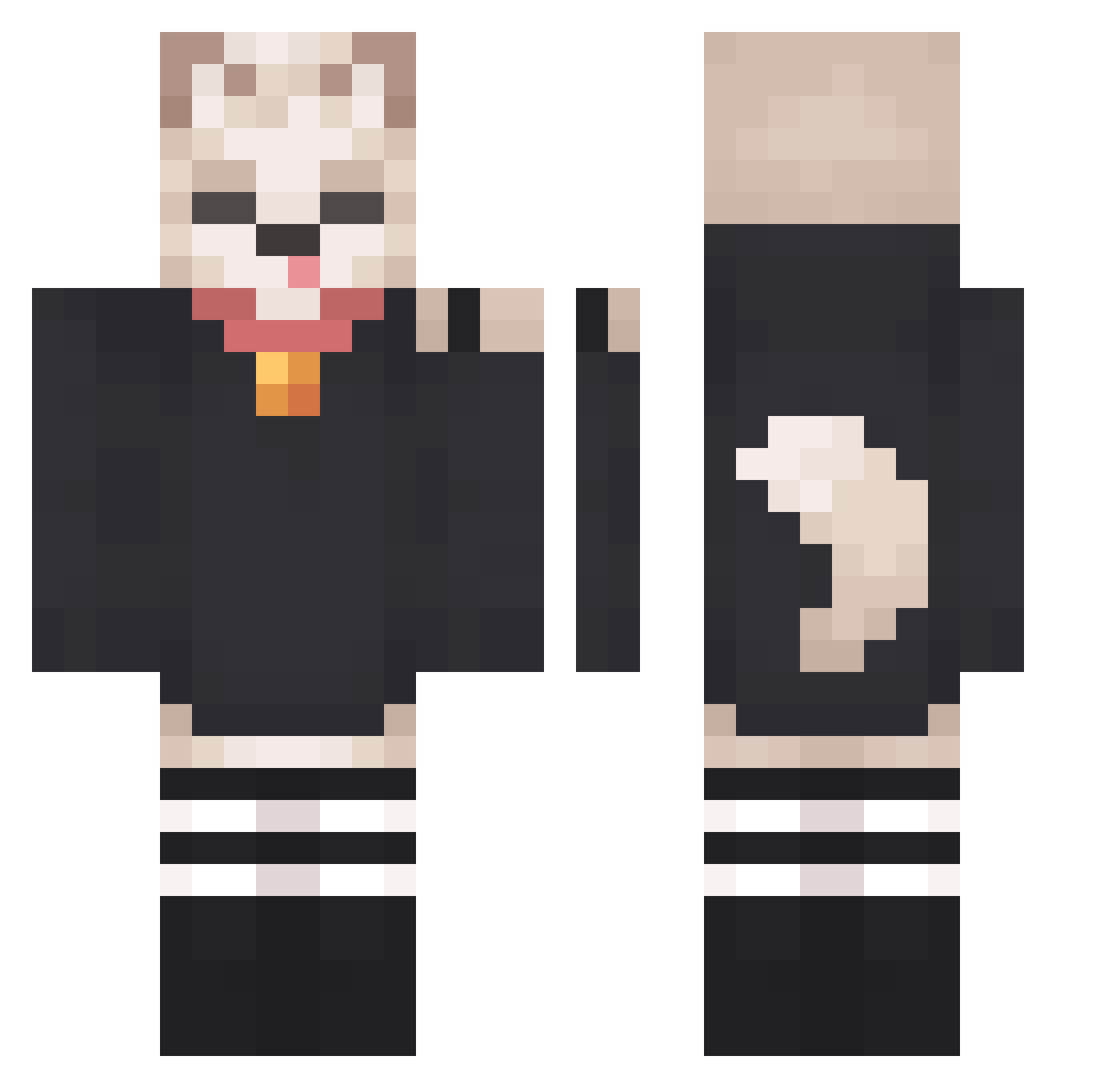 BoyKisserMC Minecraft skin, front and back view