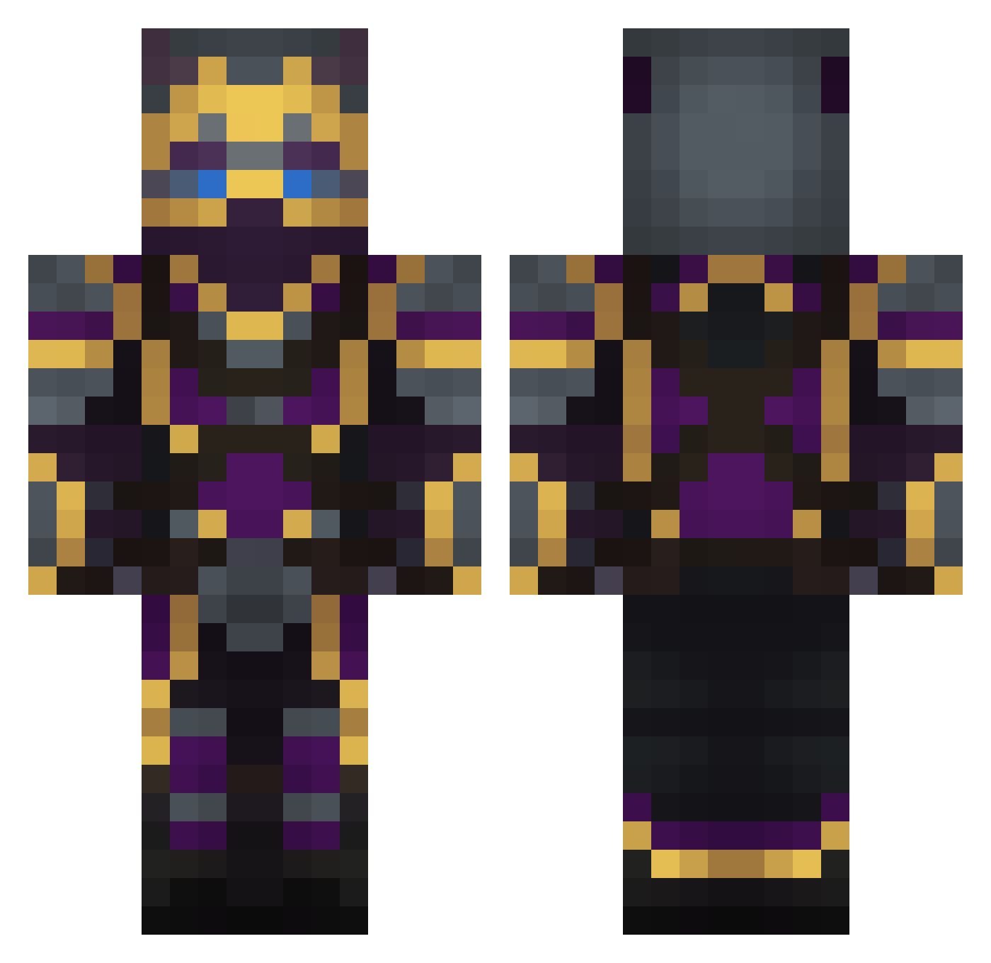 Maitre_Hades Minecraft skin, front and back view