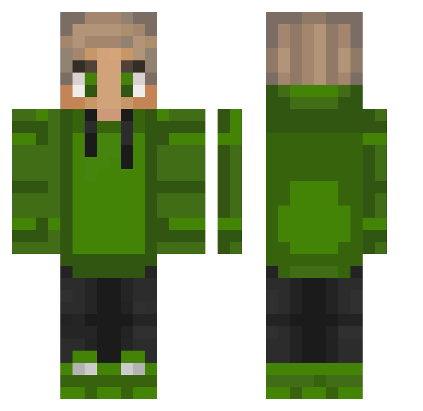Sumowrestler420 Minecraft skin, front and back view