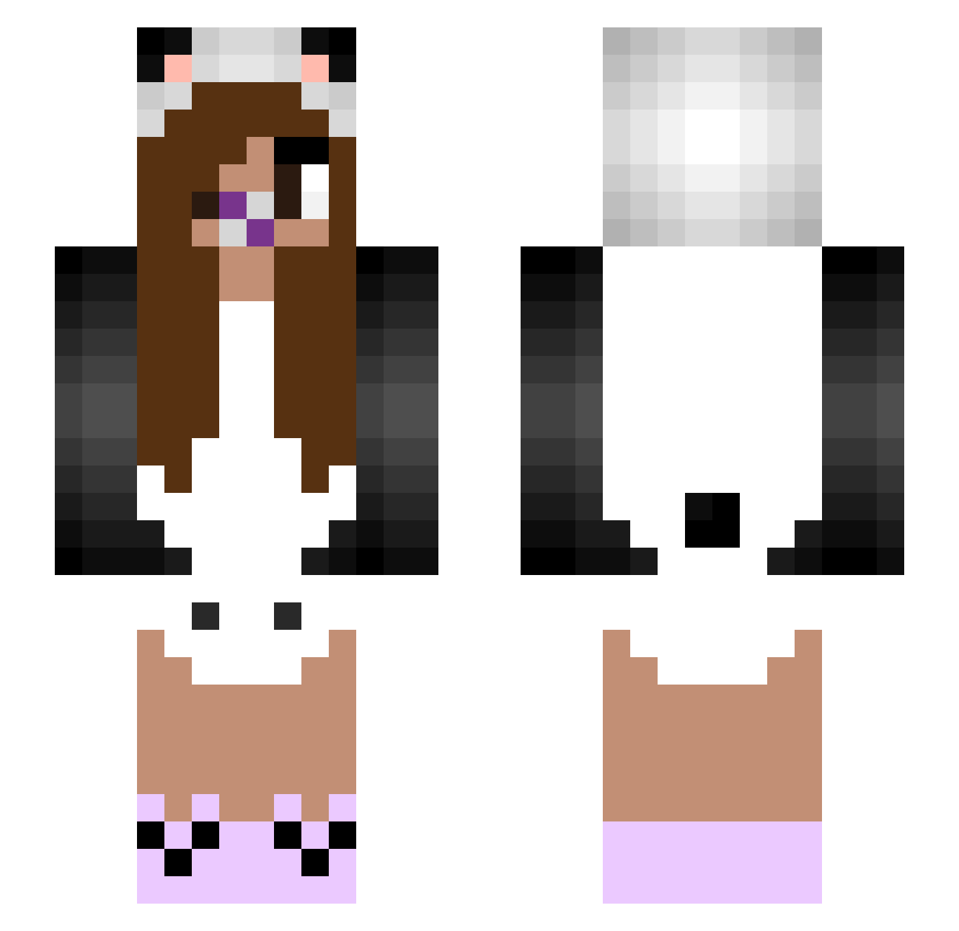 Ursinho_Pistola Minecraft skin, front and back view